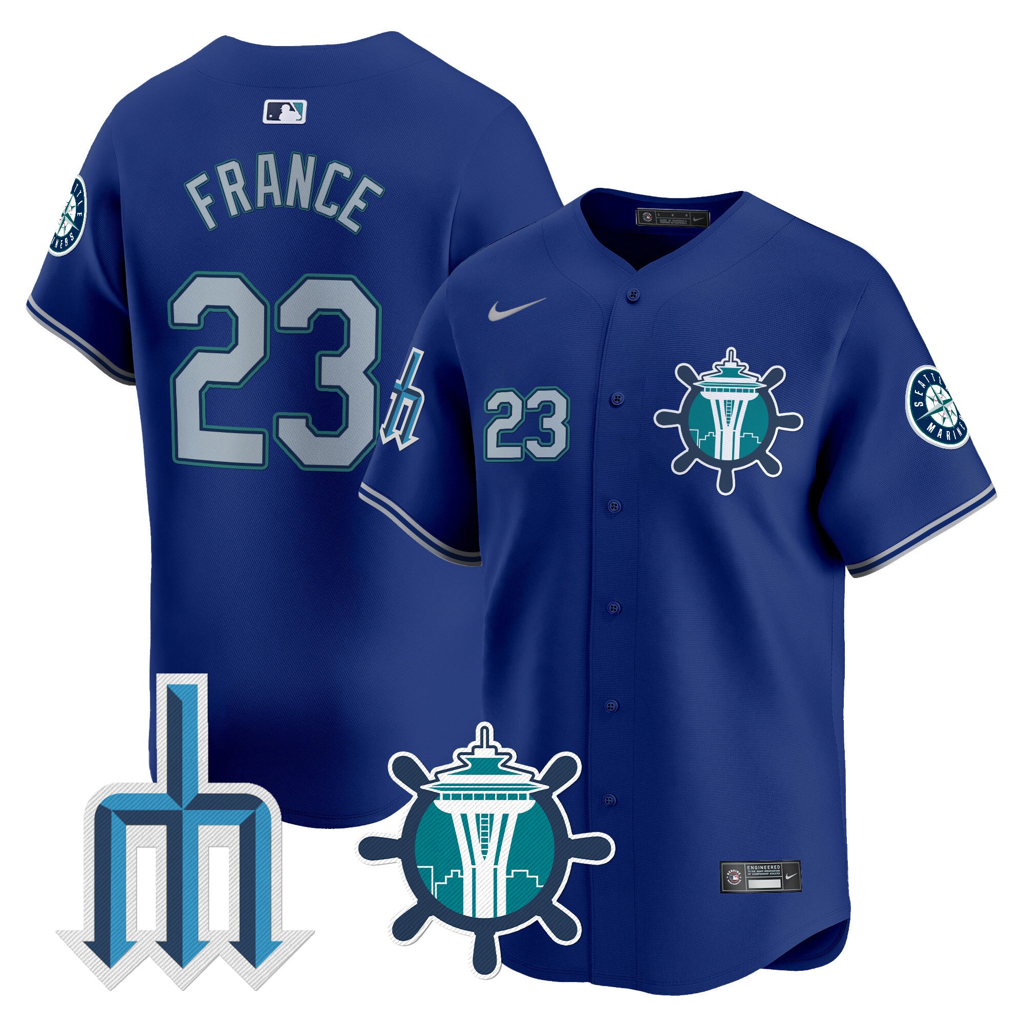Men's Seattle Mariners Trident Patch Vapor Premier Limited Jersey - All Stitched - Royal, Ty France