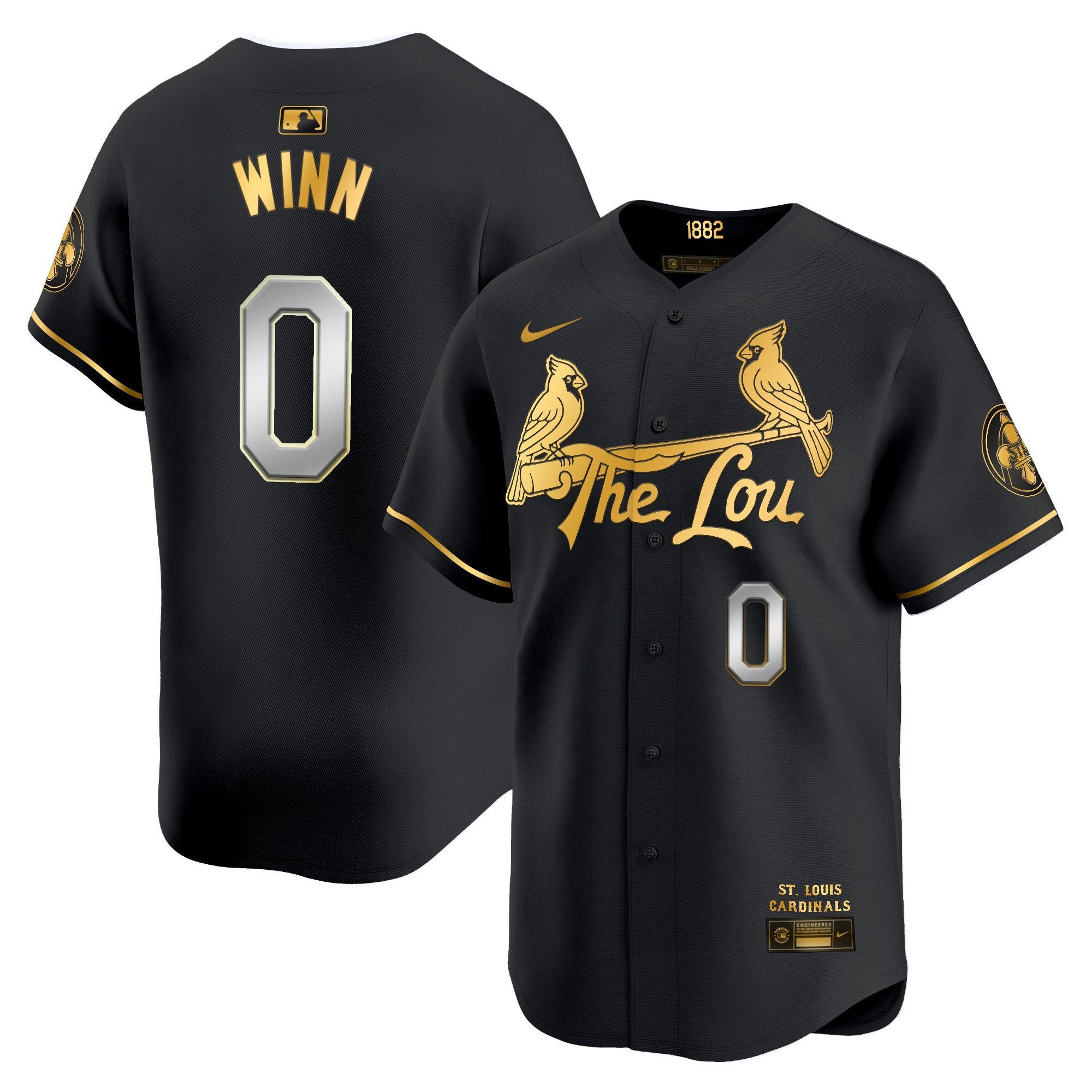 Men's St. Louis Cardinals 2024 City Connect Vapor Premier Limited Jersey - All Stitched - Black Gold, Masyn Winn
