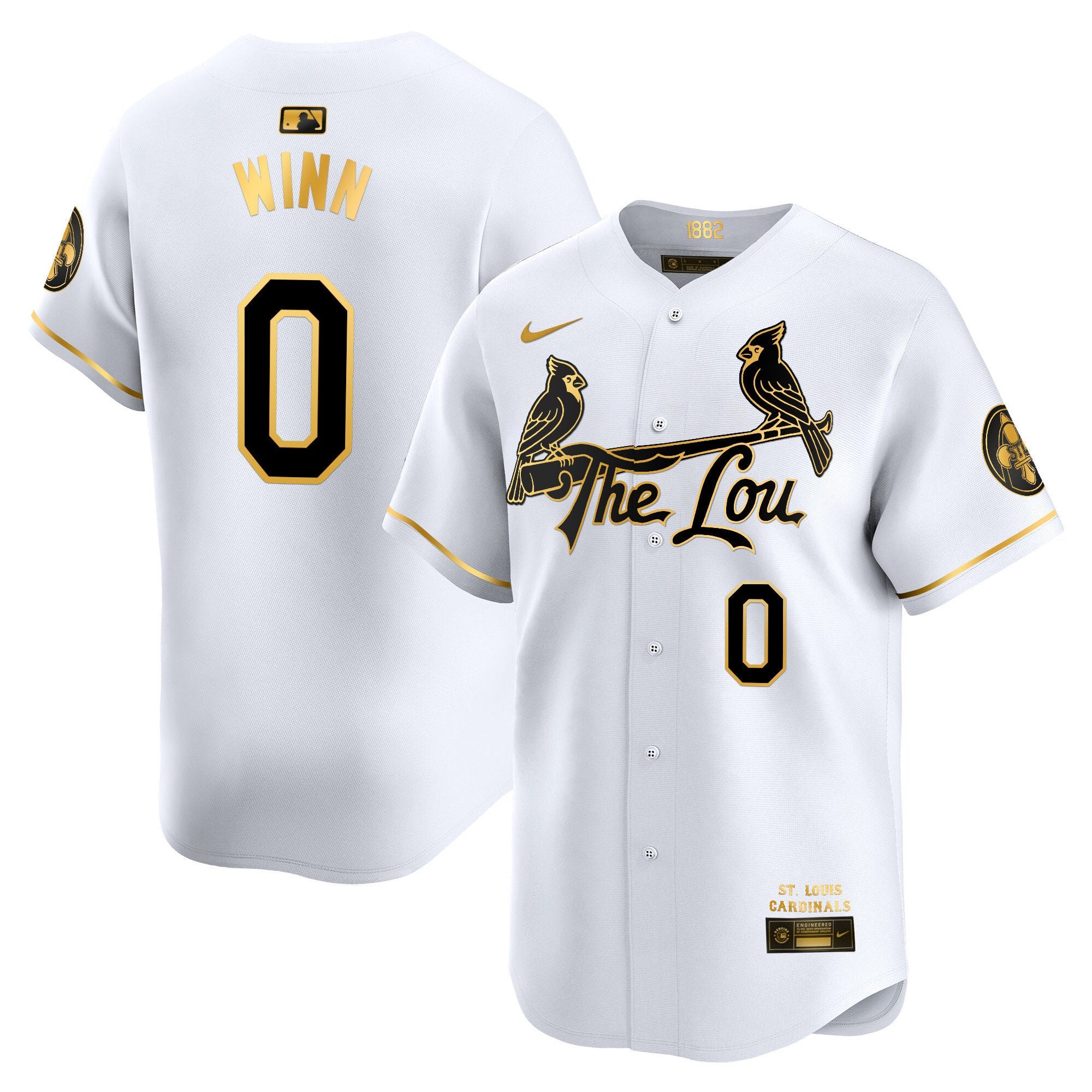 Men's St. Louis Cardinals 2024 City Connect Vapor Premier Limited Jersey - All Stitched - White Gold, Masyn Winn