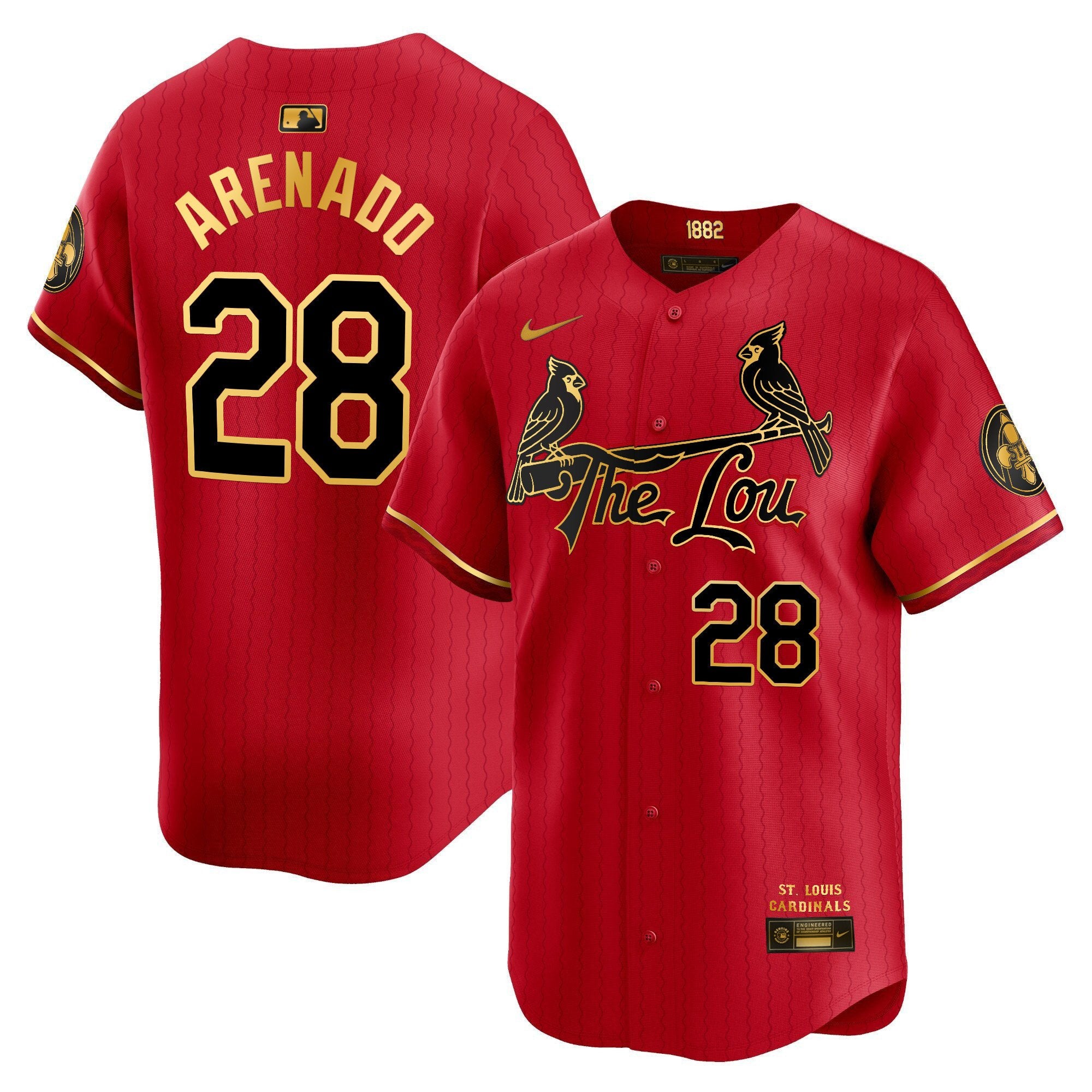 Men's St. Louis Cardinals 2024 City Connect Vapor Premier Limited Jersey - All Stitched - Red Gold, Nolan Arenado