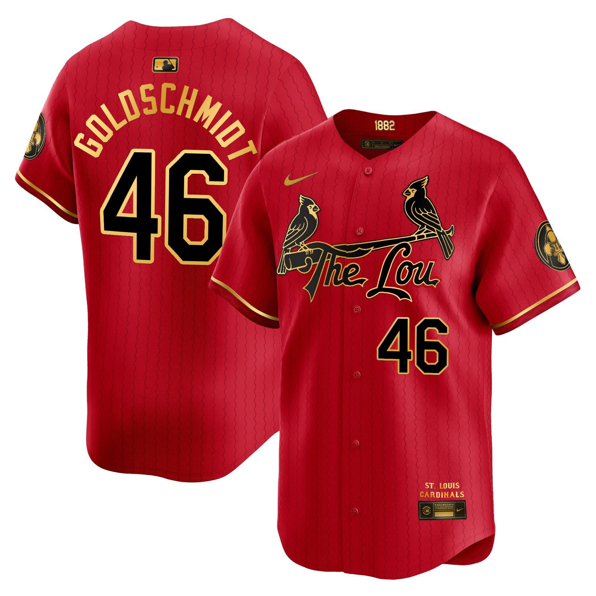 Men's St. Louis Cardinals 2024 City Connect Vapor Premier Limited Jersey - All Stitched - Red Gold, Paul Goldschmidt