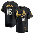 Men's St. Louis Cardinals 2024 City Connect Vapor Premier Limited Jersey - All Stitched - Black Gold, Nolan Gorman