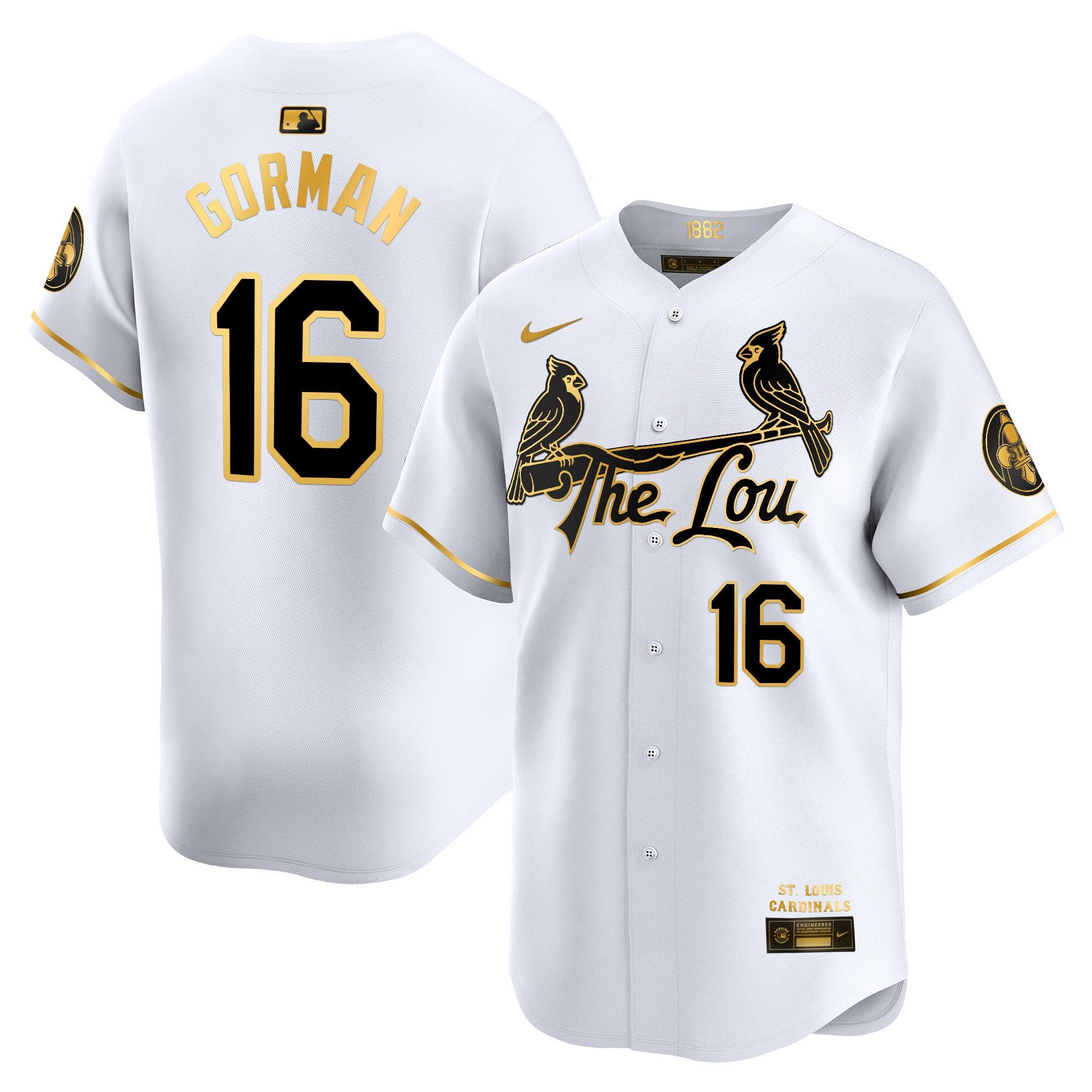 Men's St. Louis Cardinals 2024 City Connect Vapor Premier Limited Jersey - All Stitched - White Gold, Nolan Gorman