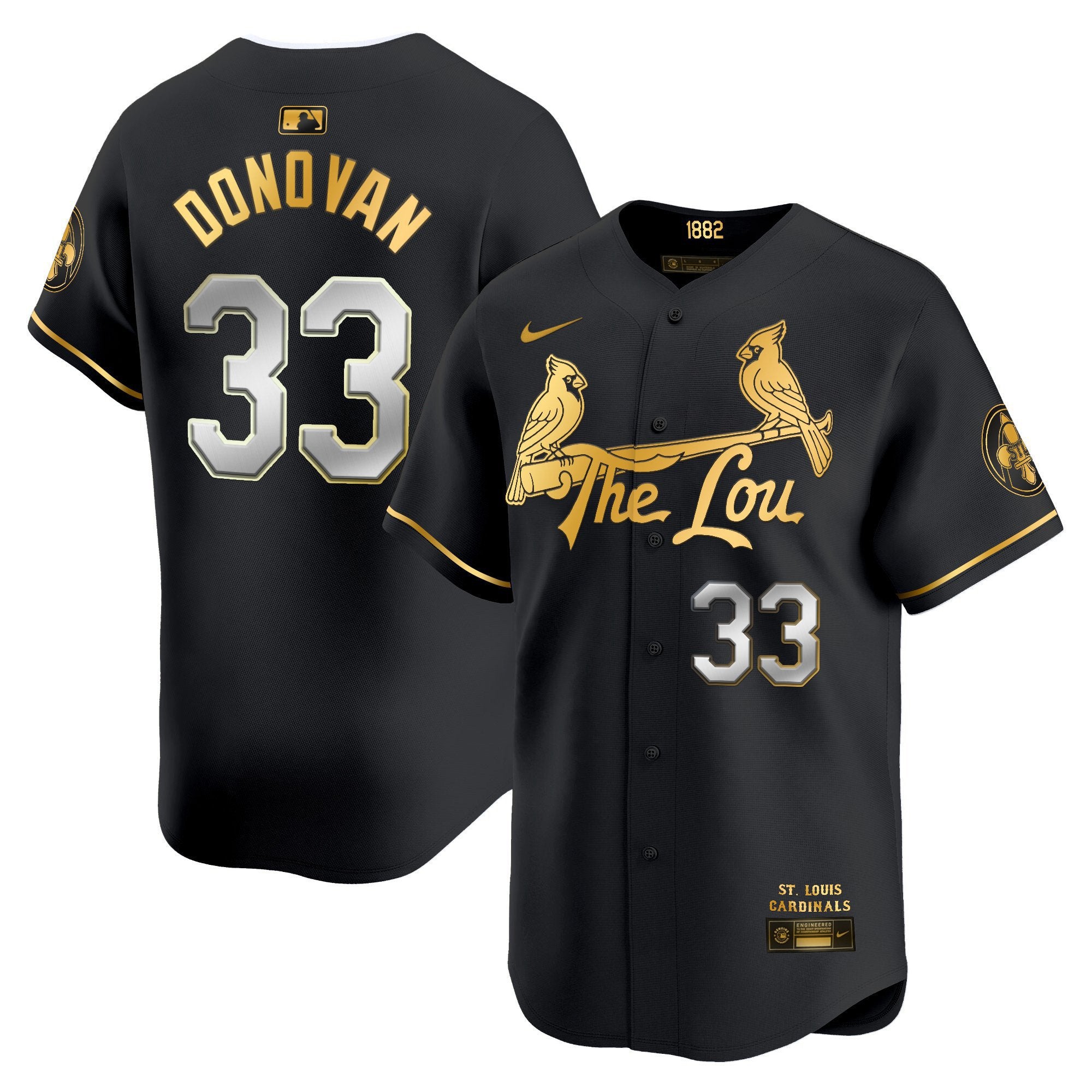 Men's St. Louis Cardinals 2024 City Connect Vapor Premier Limited Jersey - All Stitched - Black Gold, Brendan Donovan