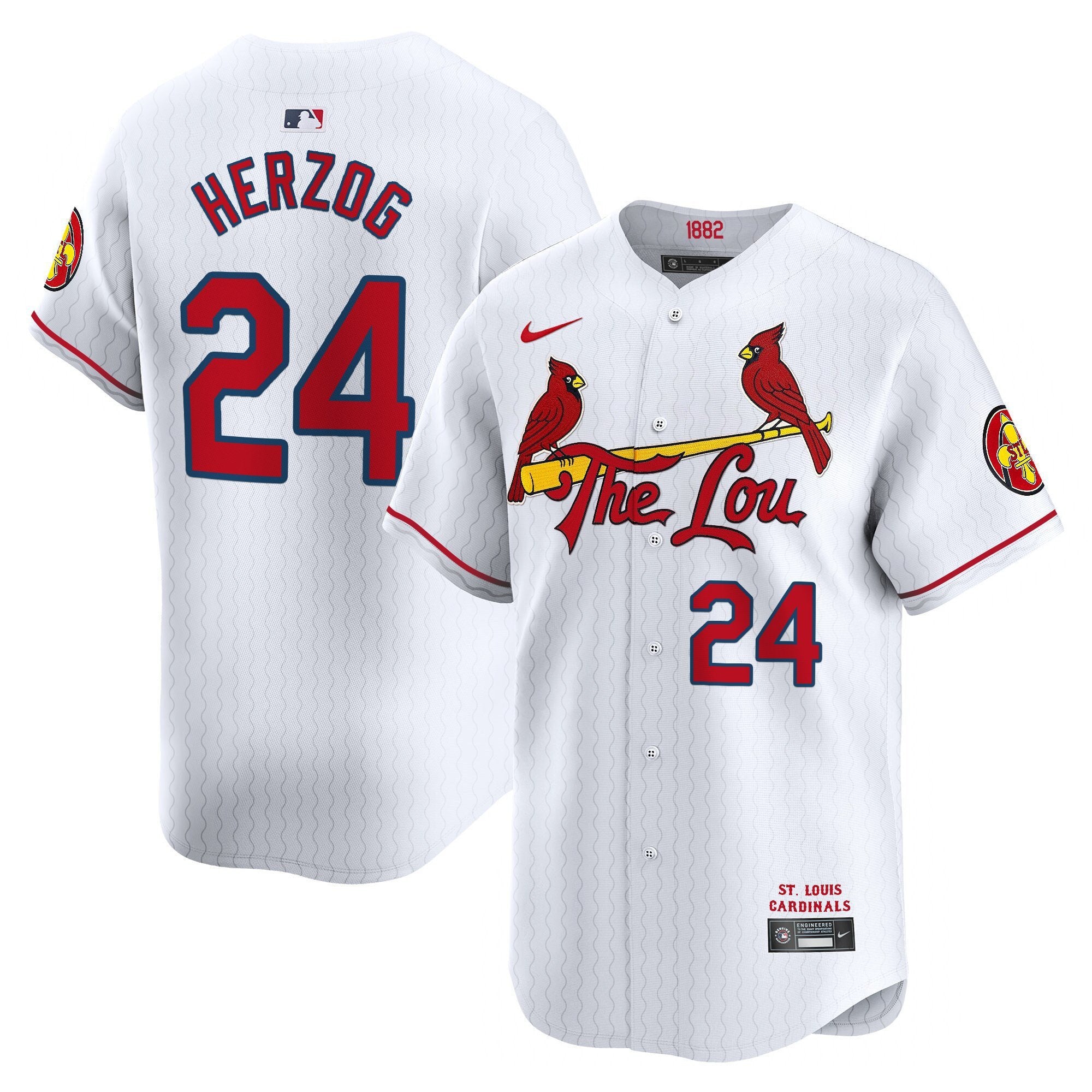 Men's St. Louis Cardinals 2024 City Connect Vapor Premier Limited Jersey - All Stitched - White, Whitey Herzog