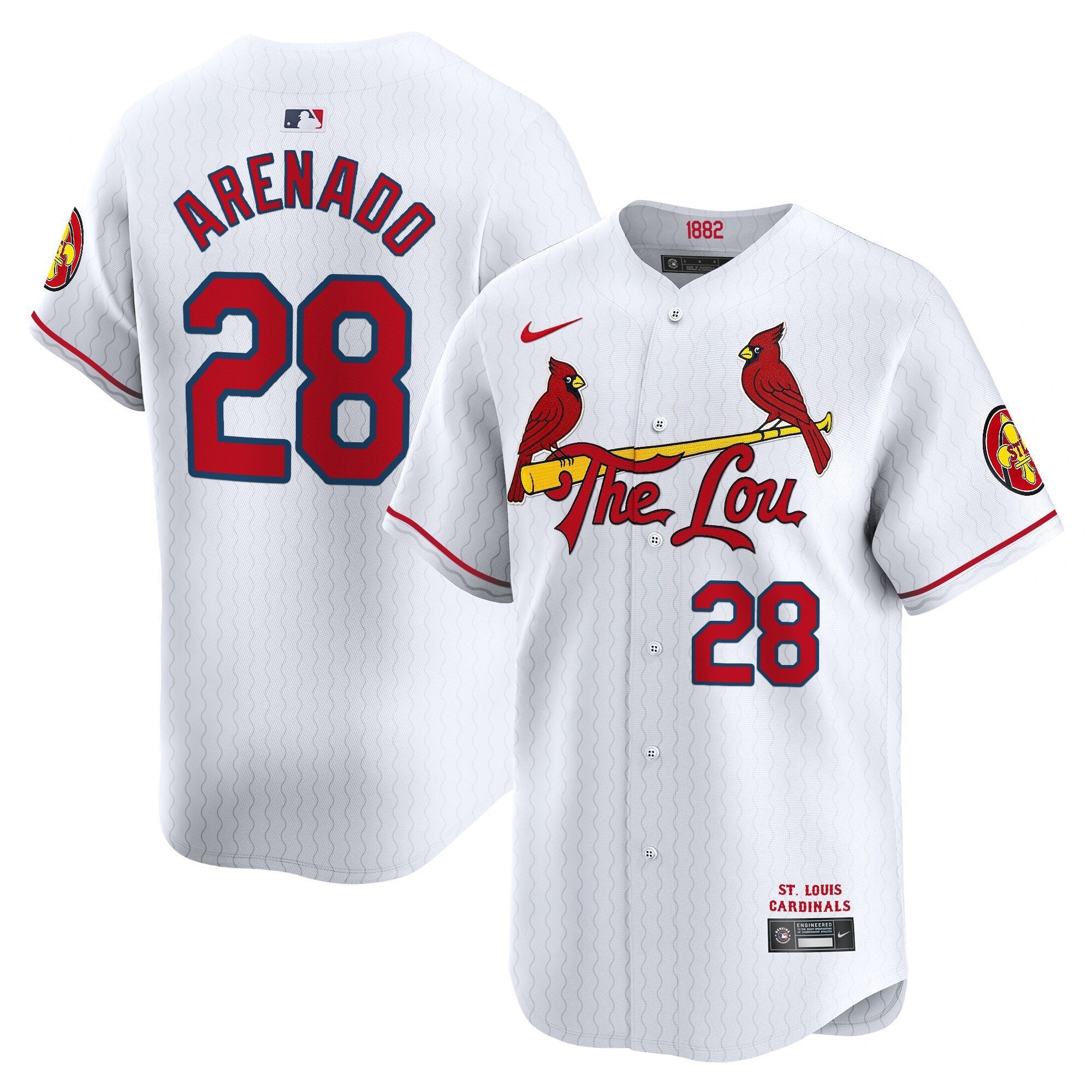 Men's St. Louis Cardinals 2024 City Connect Vapor Premier Limited Jersey - All Stitched - White, Nolan Arenado