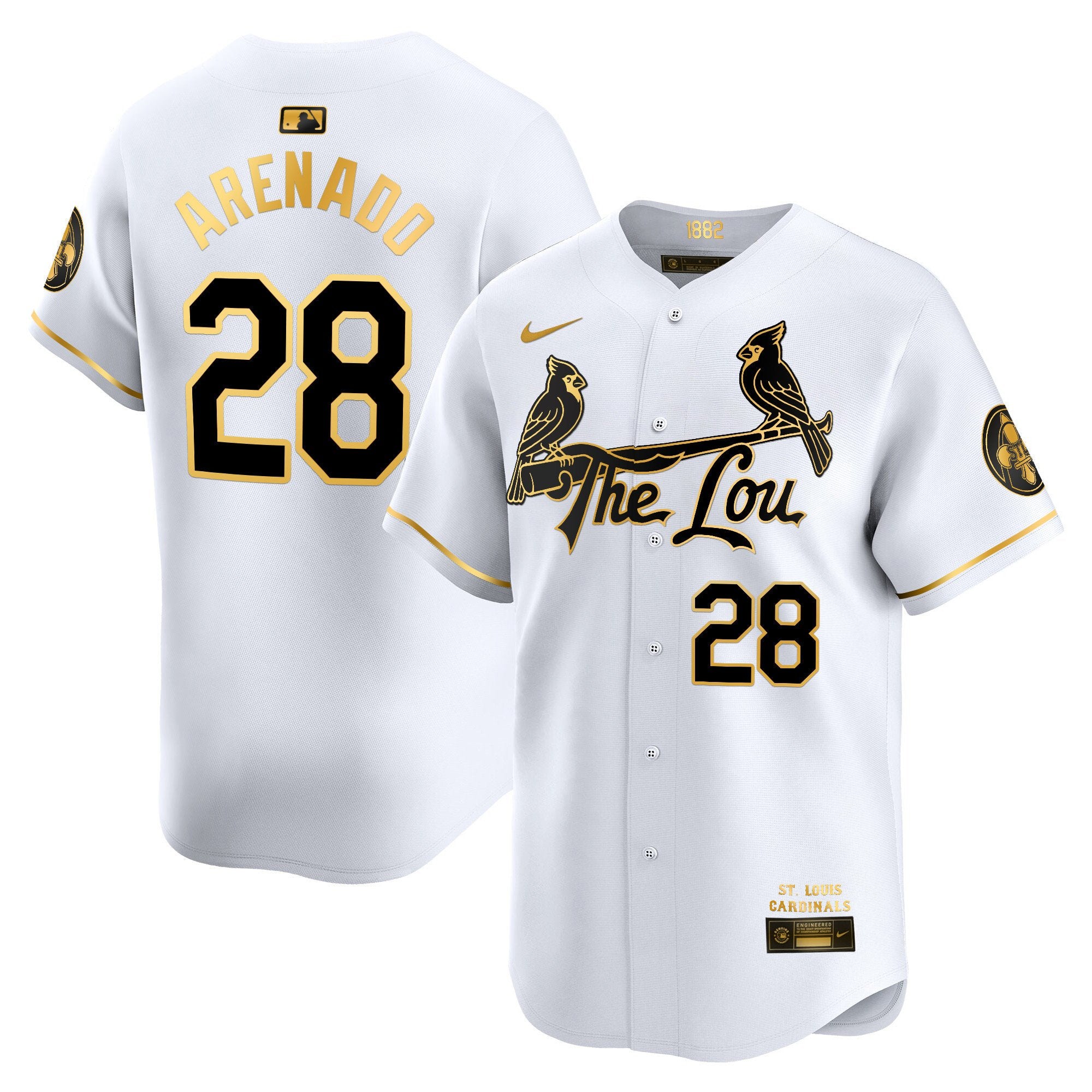Men's St. Louis Cardinals 2024 City Connect Vapor Premier Limited Jersey - All Stitched - White Gold, Nolan Arenado