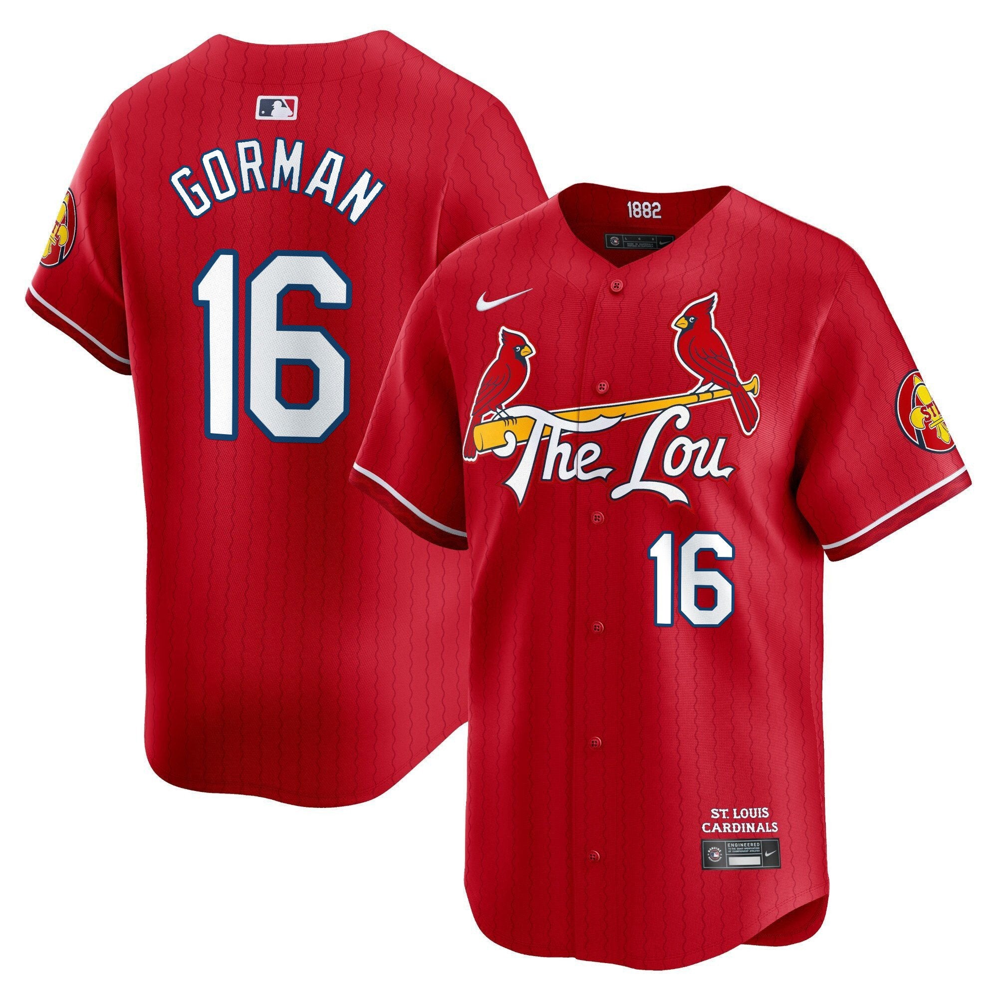 Men's St. Louis Cardinals 2024 City Connect Vapor Premier Limited Jersey - All Stitched - Red, Nolan Gorman