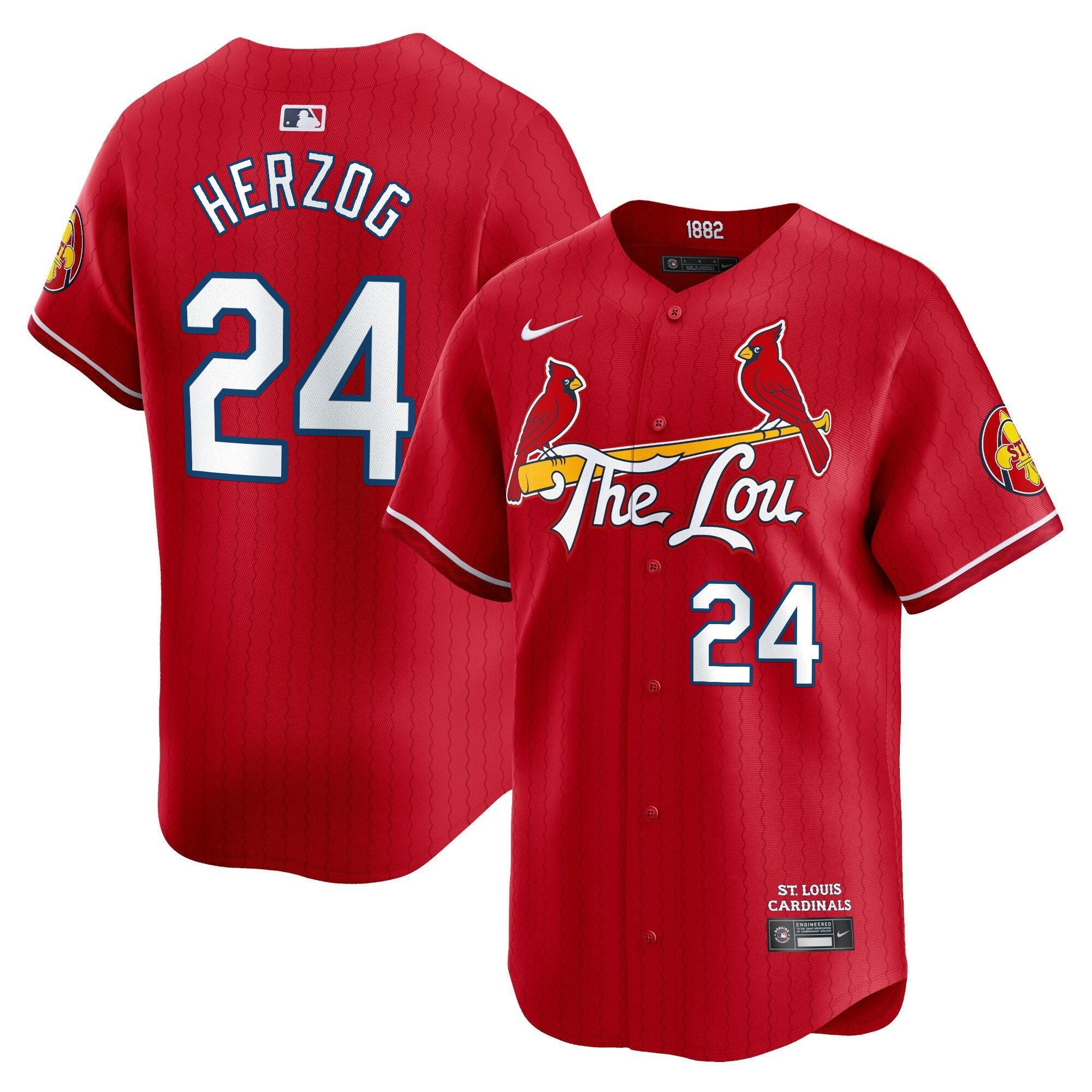 Men's St. Louis Cardinals 2024 City Connect Vapor Premier Limited Jersey - All Stitched - Red, Whitey Herzog