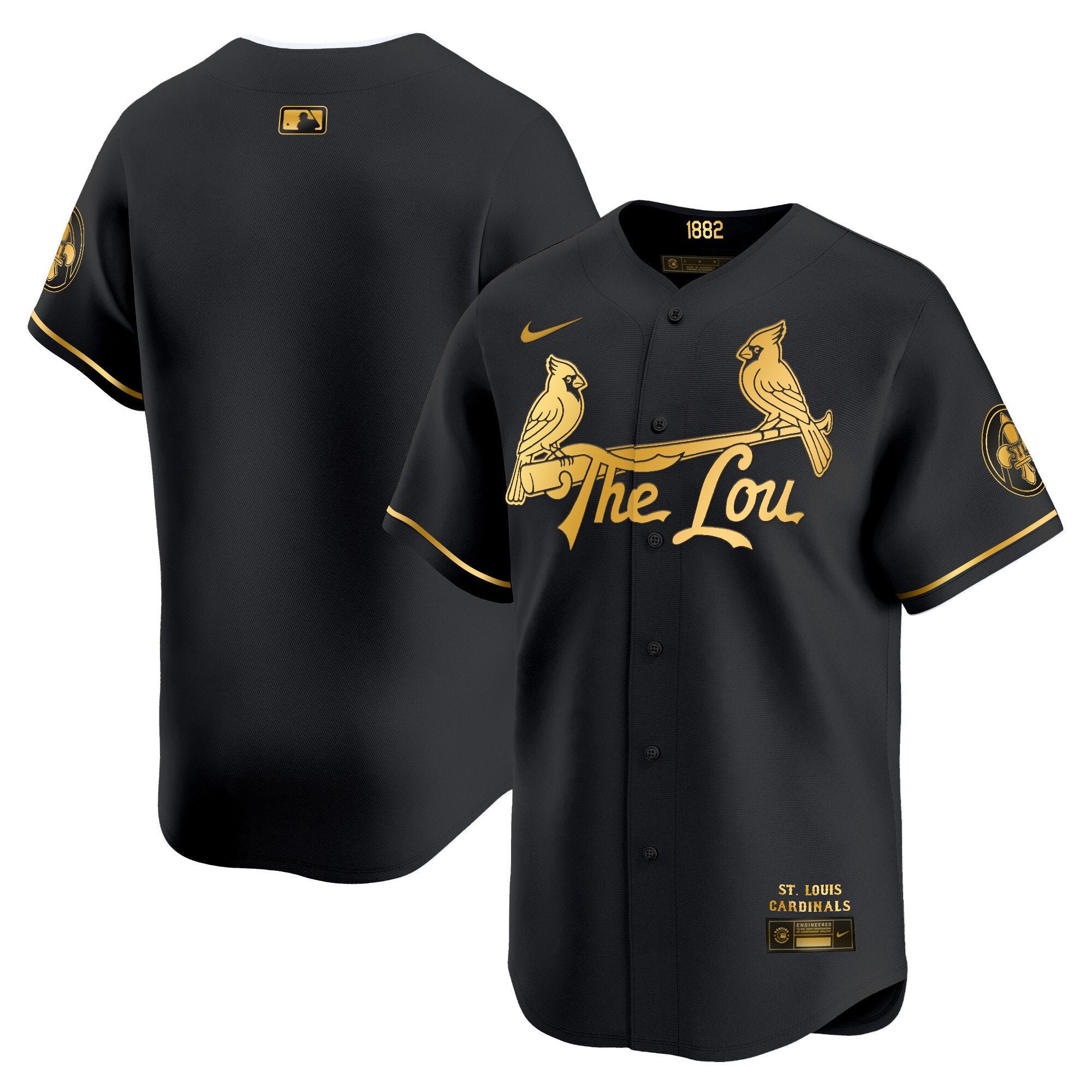 Men's St. Louis Cardinals 2024 City Connect Vapor Premier Limited Jersey - All Stitched - Black Gold, Team