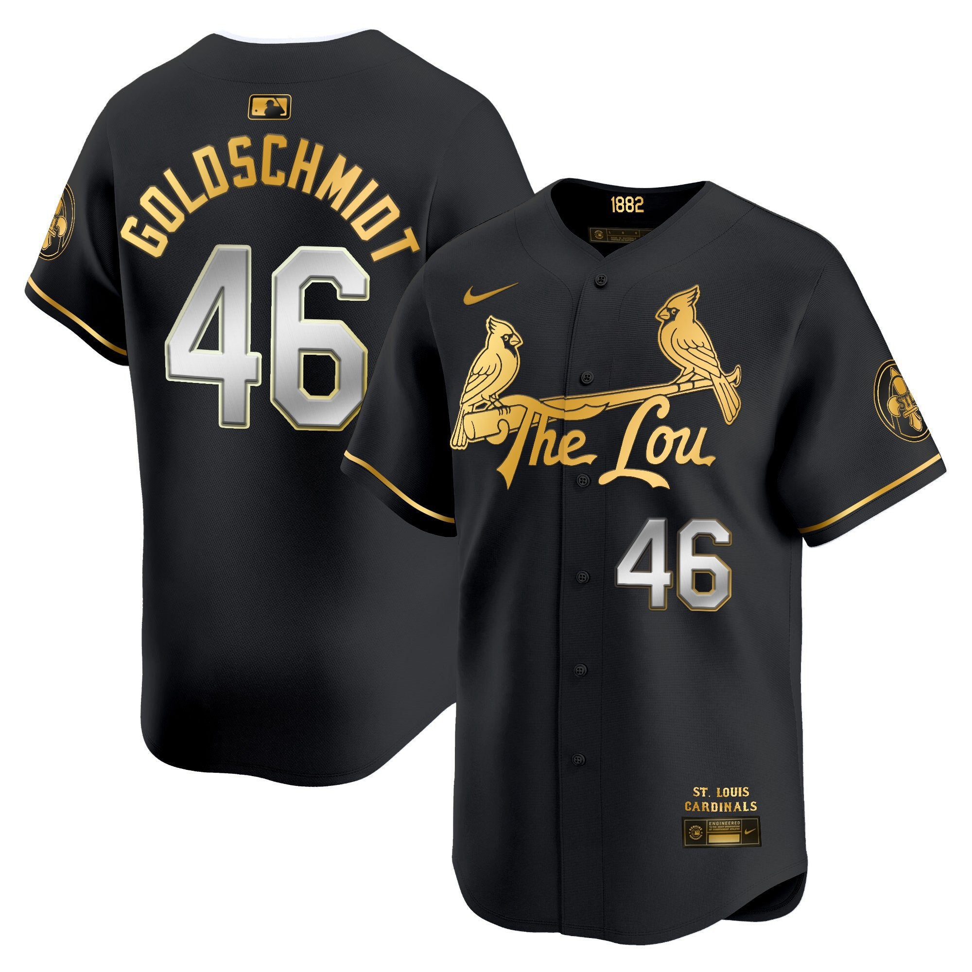 Men's St. Louis Cardinals 2024 City Connect Vapor Premier Limited Jersey - All Stitched - Black Gold, Paul Goldschmidt