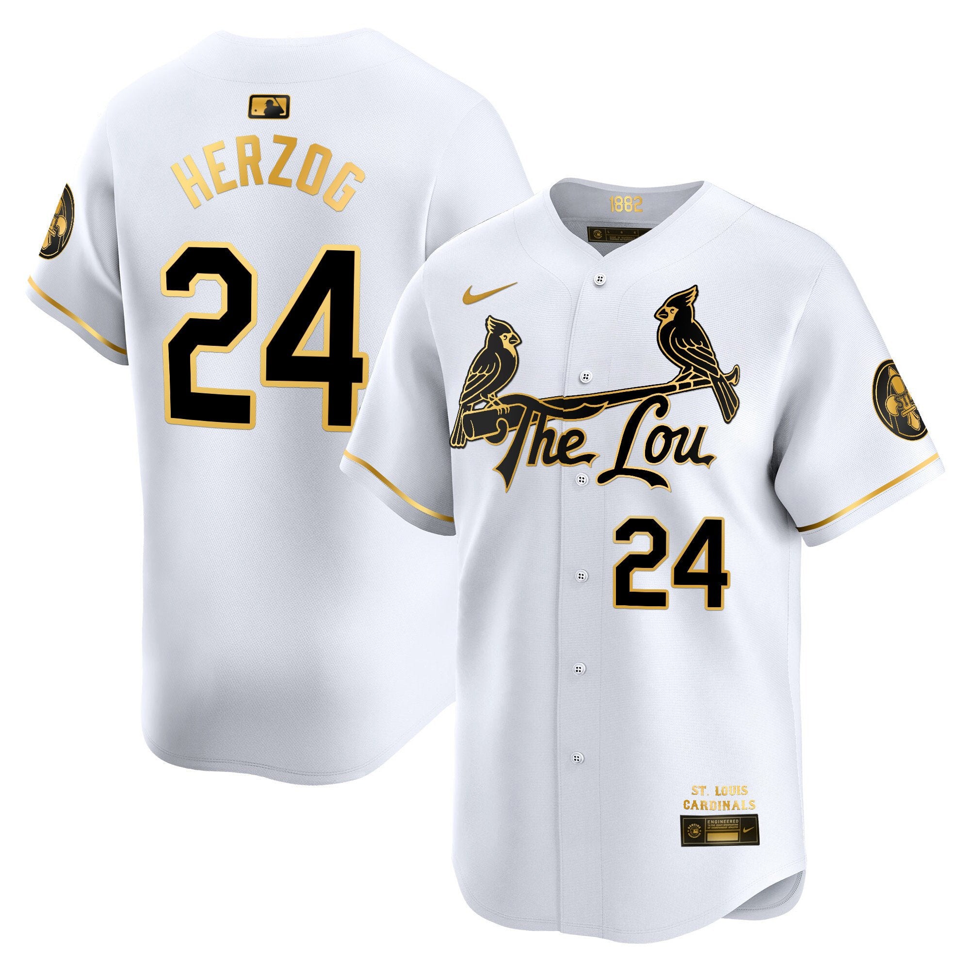 Men's St. Louis Cardinals 2024 City Connect Vapor Premier Limited Jersey - All Stitched - White Gold, Whitey Herzog