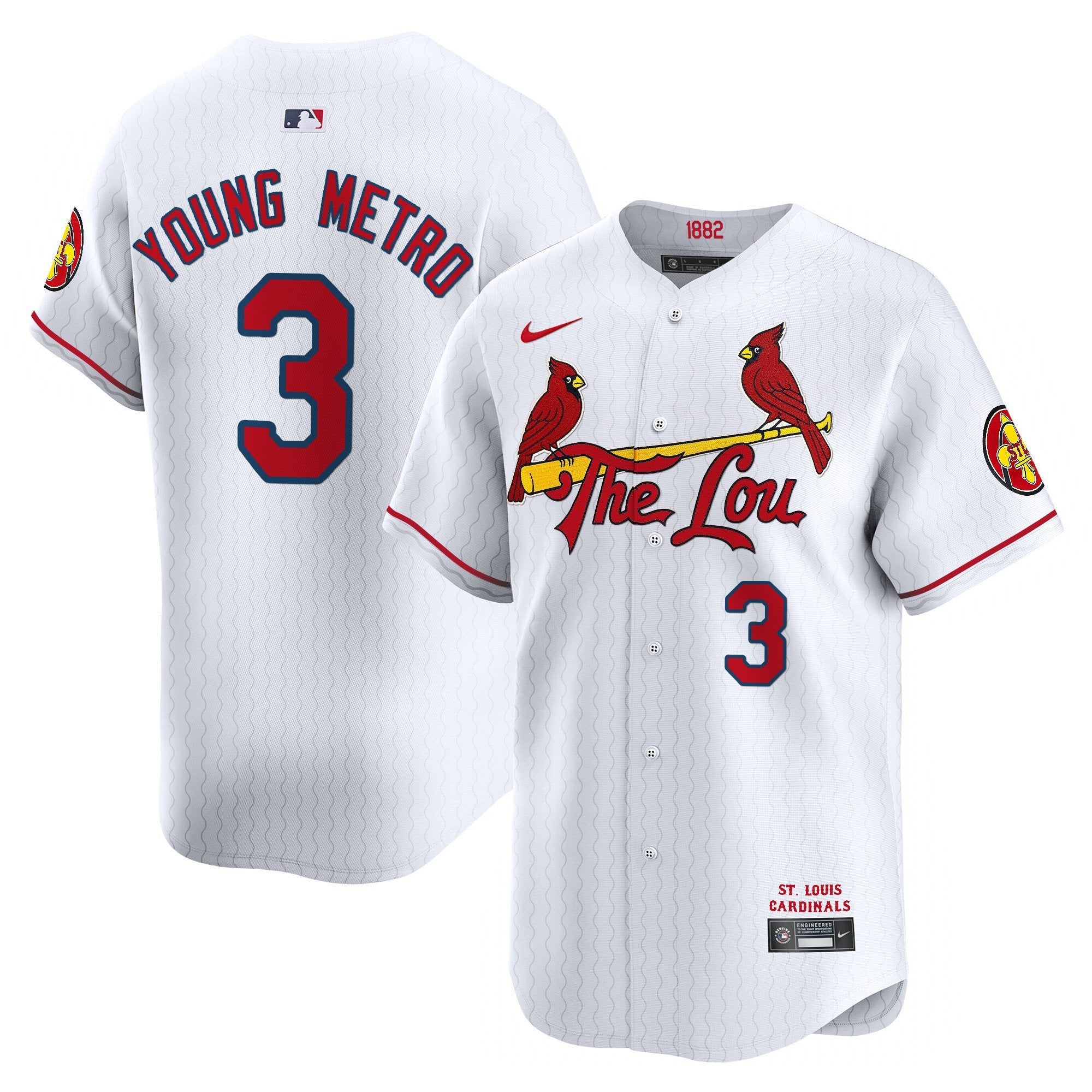 Men's St. Louis Cardinals 2024 City Connect Vapor Premier Limited Jersey - All Stitched - White, Metro Boomin