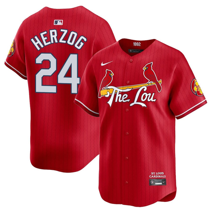 Men's St. Louis Cardinals 2024 City Connect Vapor Premier Limited Jersey V2 - All Stitched - Red, Whitey Herzog