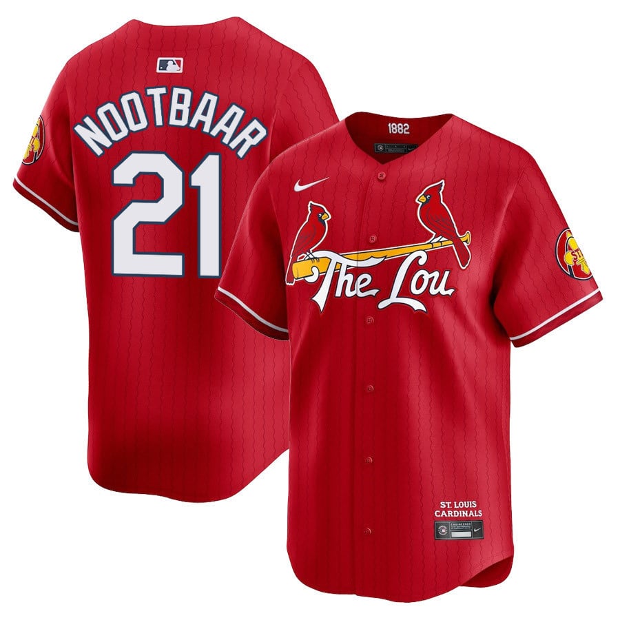 Men's St. Louis Cardinals 2024 City Connect Vapor Premier Limited Jersey V2 - All Stitched - Red, Lars Nootbaar