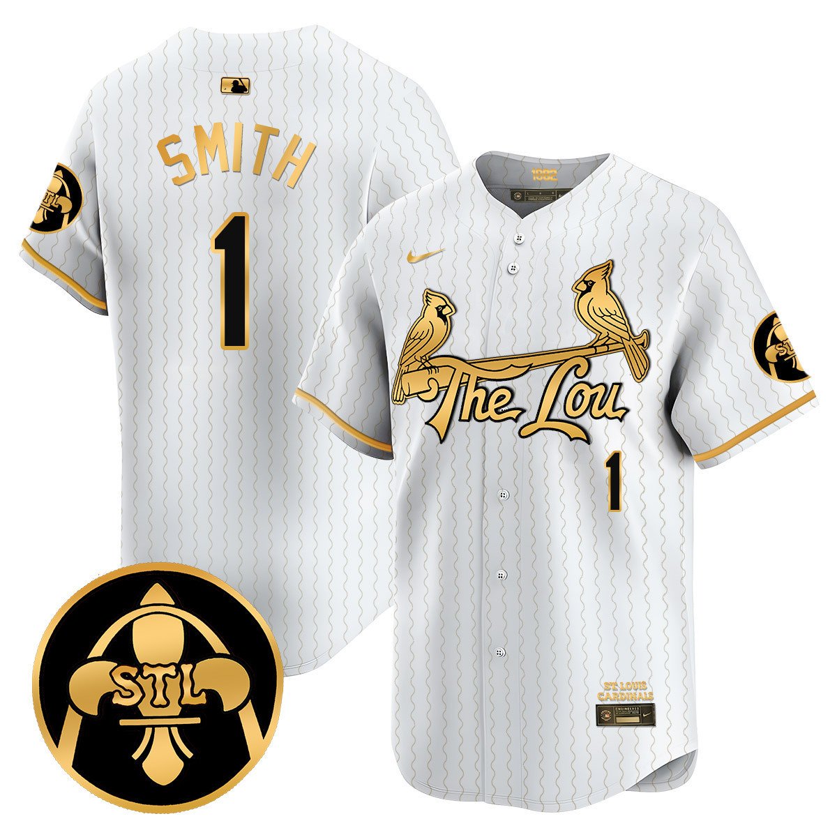 Men's St. Louis Cardinals 2024 City Connect Vapor Premier Limited Jersey V2 - All Stitched - White Gold, Ozzie Smith