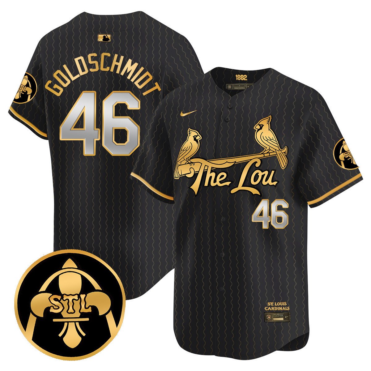 Men's St. Louis Cardinals 2024 City Connect Vapor Premier Limited Jersey V2 - All Stitched - Black Gold, Paul Goldschmidt