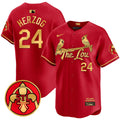 Men's St. Louis Cardinals 2024 City Connect Vapor Premier Limited Jersey V2 - All Stitched - Red Gold, Whitey Herzog