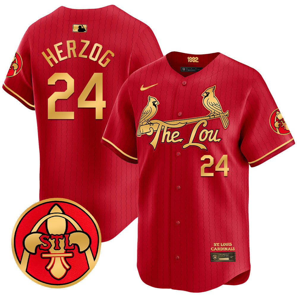 Men's St. Louis Cardinals 2024 City Connect Vapor Premier Limited Jersey V2 - All Stitched - Red Gold, Whitey Herzog