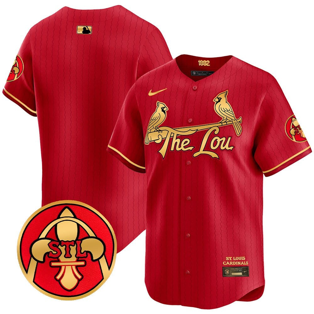 Men's St. Louis Cardinals 2024 City Connect Vapor Premier Limited Jersey V2 - All Stitched - Red Gold, Team