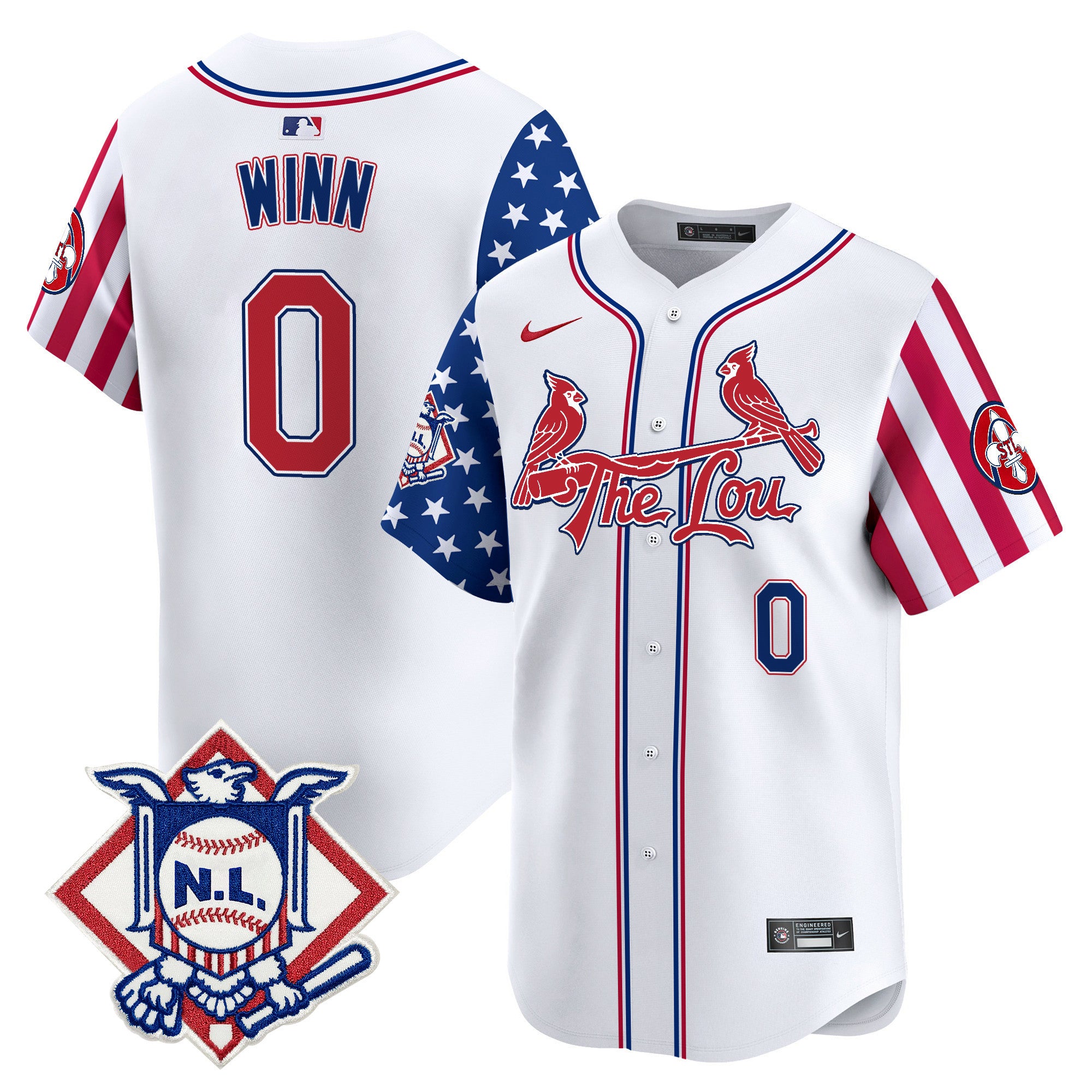 Men's St. Louis Cardinals 2024 Fourth of July Vapor Premier Limited Jersey - All Stitched - White, Masyn Winn