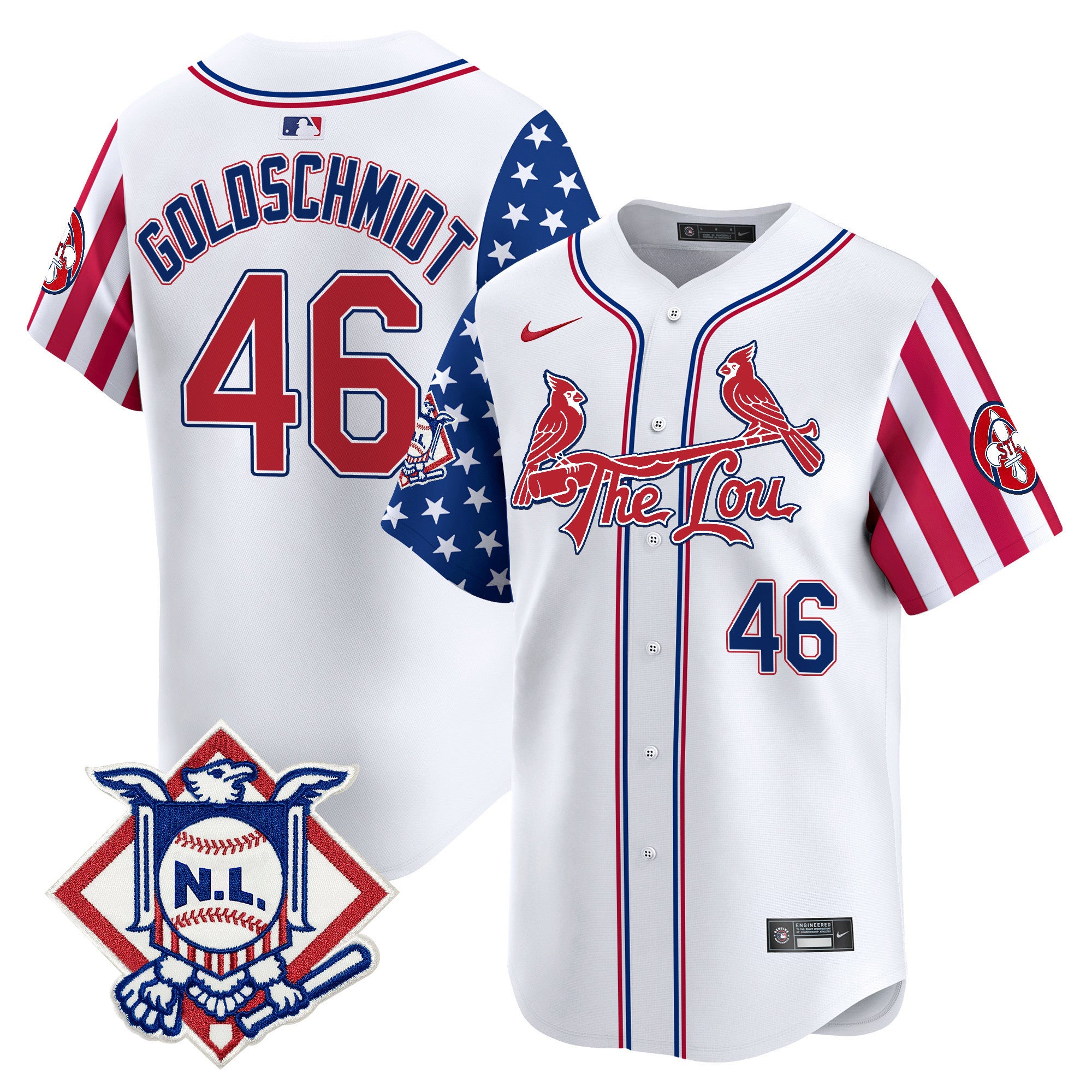 Men's St. Louis Cardinals 2024 Fourth of July Vapor Premier Limited Jersey - All Stitched - White, Paul Goldschmidt