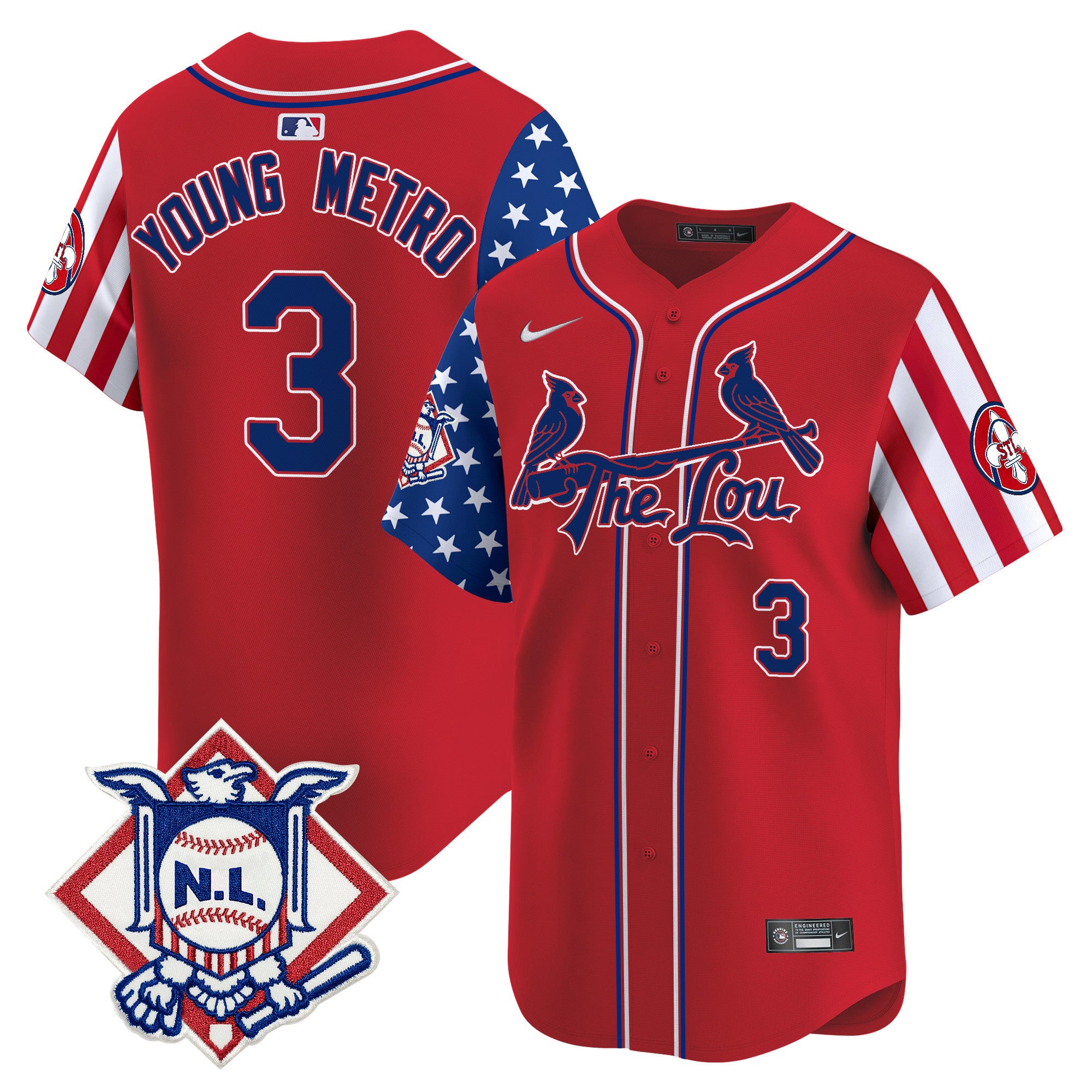 Men's St. Louis Cardinals 2024 Fourth of July Vapor Premier Limited Jersey - All Stitched - Red, Metro Boomin