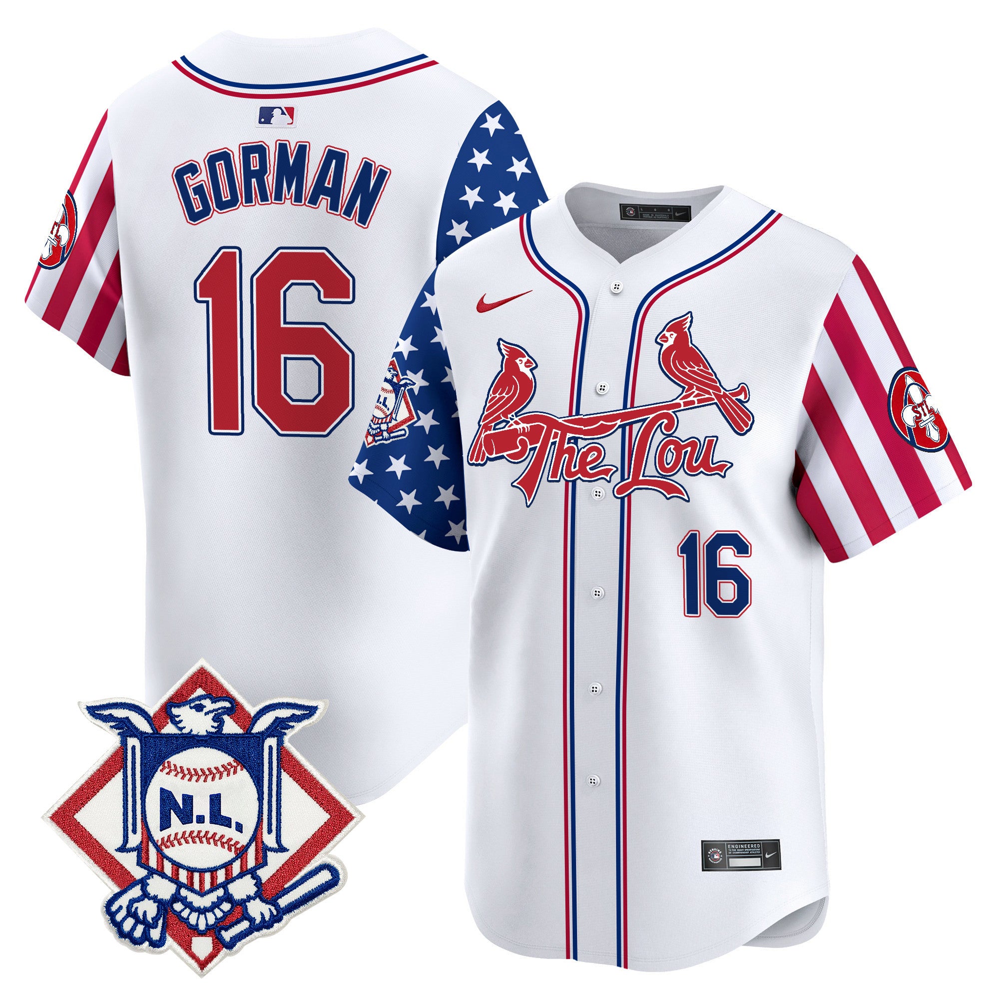 Men's St. Louis Cardinals 2024 Fourth of July Vapor Premier Limited Jersey - All Stitched - White, Nolan Gorman