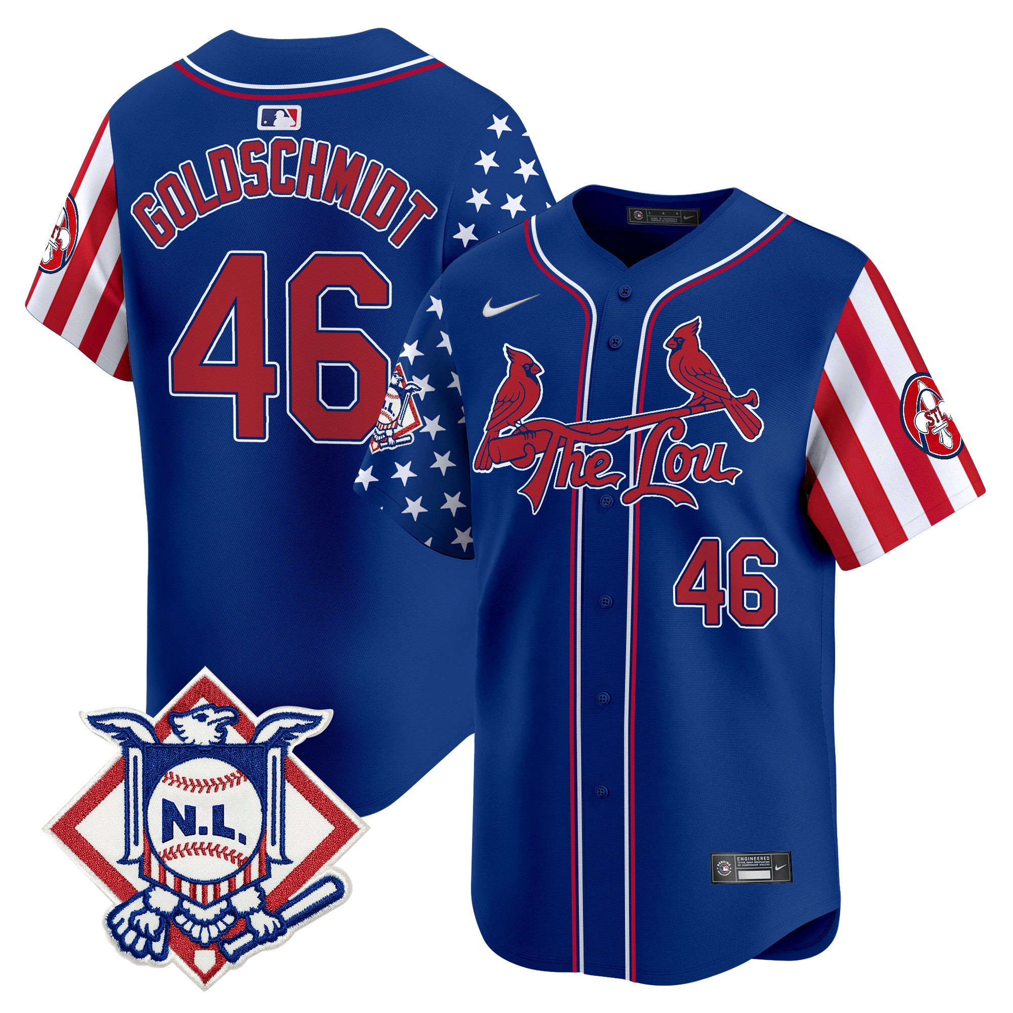 Men's St. Louis Cardinals 2024 Fourth of July Vapor Premier Limited Jersey - All Stitched - Royal, Paul Goldschmidt