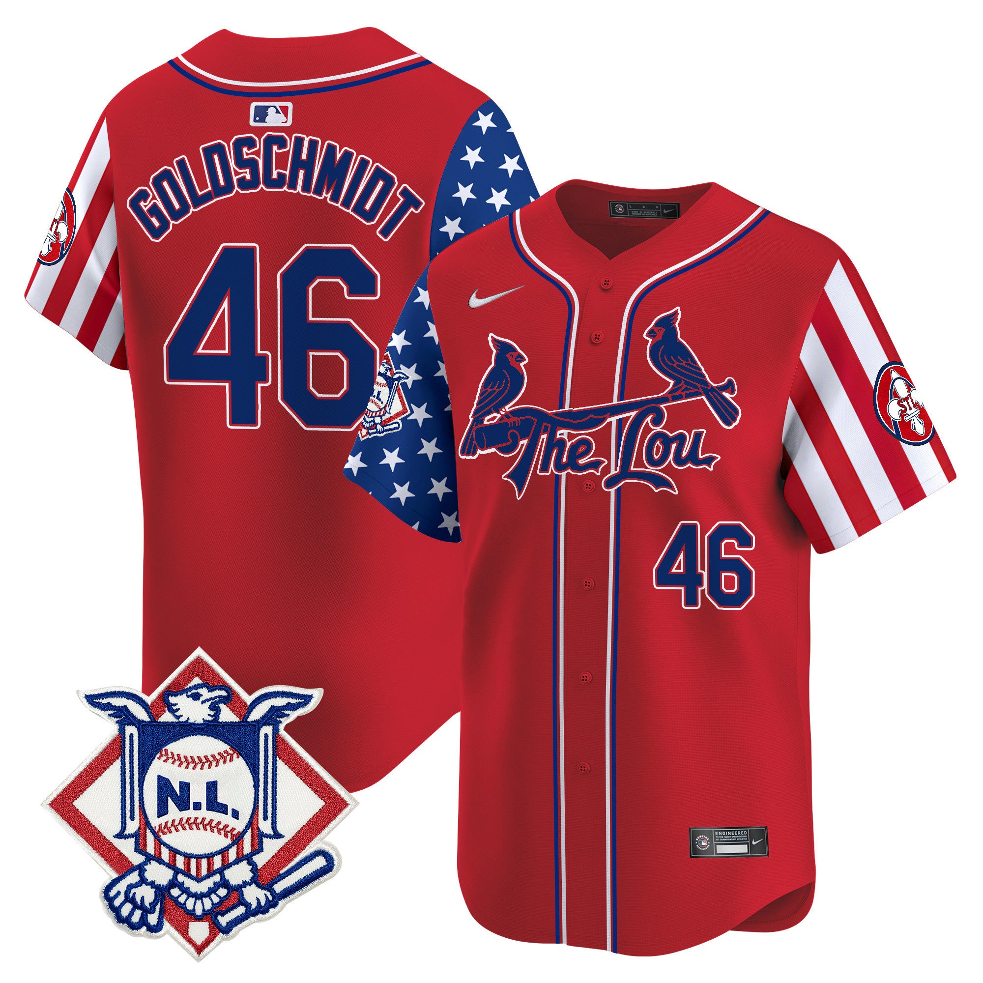 Men's St. Louis Cardinals 2024 Fourth of July Vapor Premier Limited Jersey - All Stitched - Red, Paul Goldschmidt