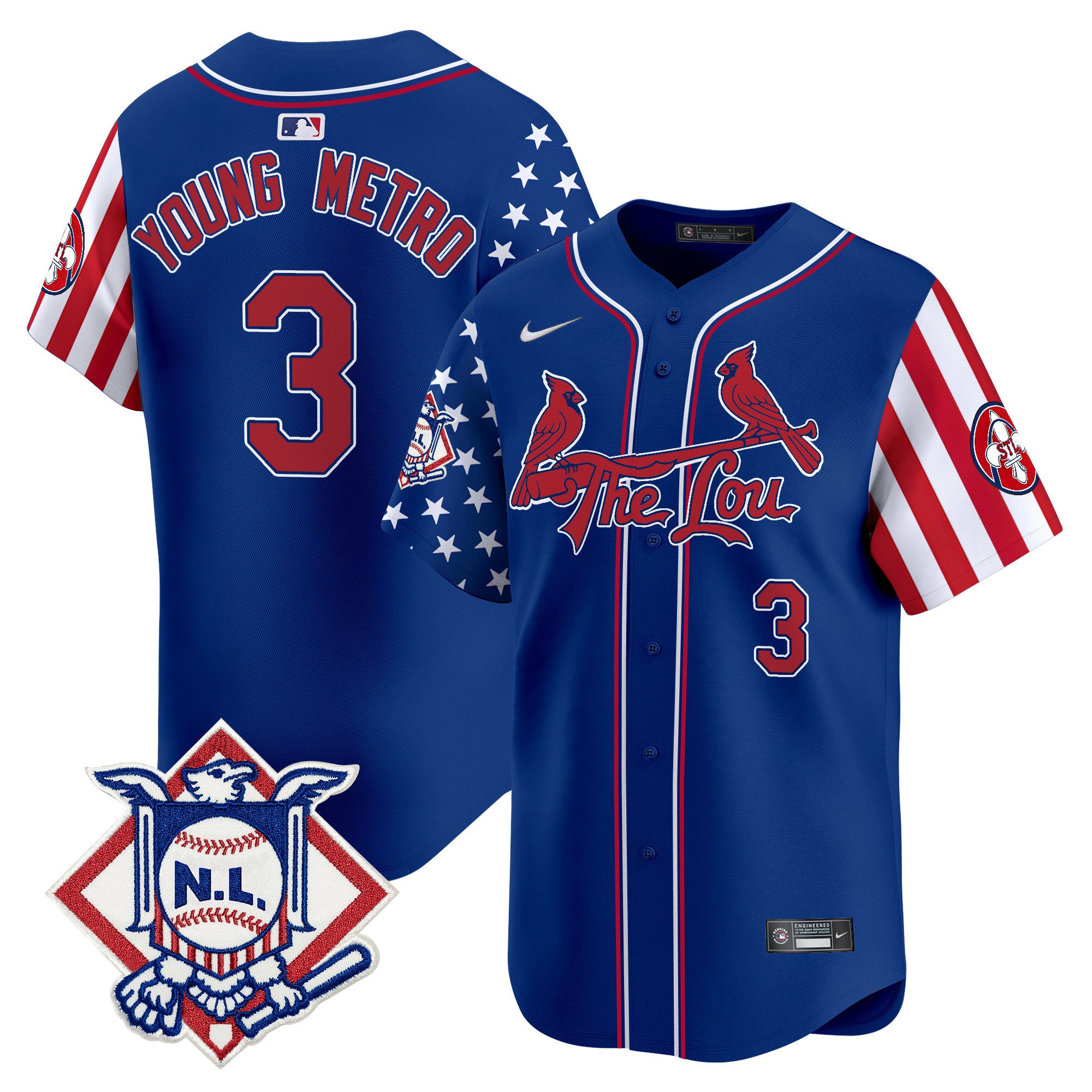 Men's St. Louis Cardinals 2024 Fourth of July Vapor Premier Limited Jersey - All Stitched - Royal, Metro Boomin