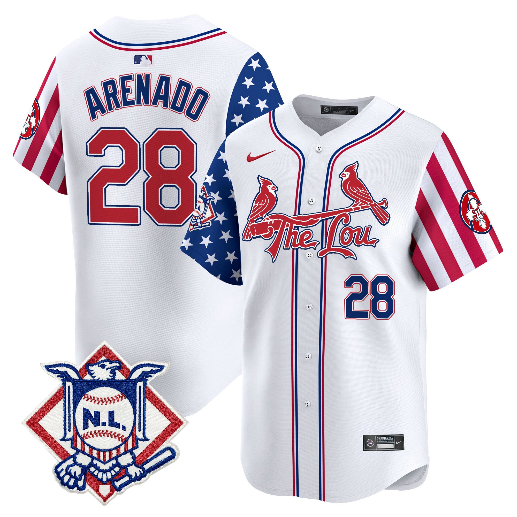 Men's St. Louis Cardinals 2024 Fourth of July Vapor Premier Limited Jersey - All Stitched - White, Nolan Arenado