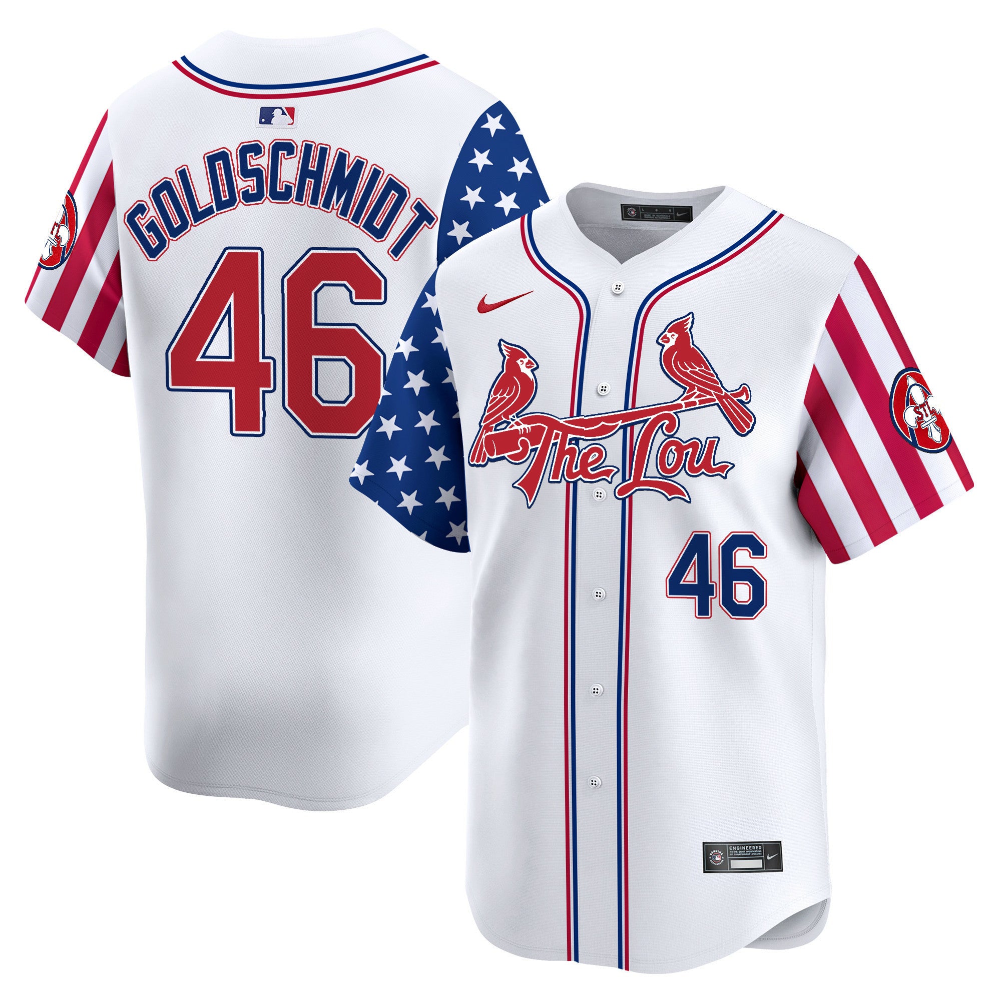 Men's St. Louis Cardinals 2024 Independence Day Vapor Premier Limited Jersey - All Stitched - White, Paul Goldschmidt