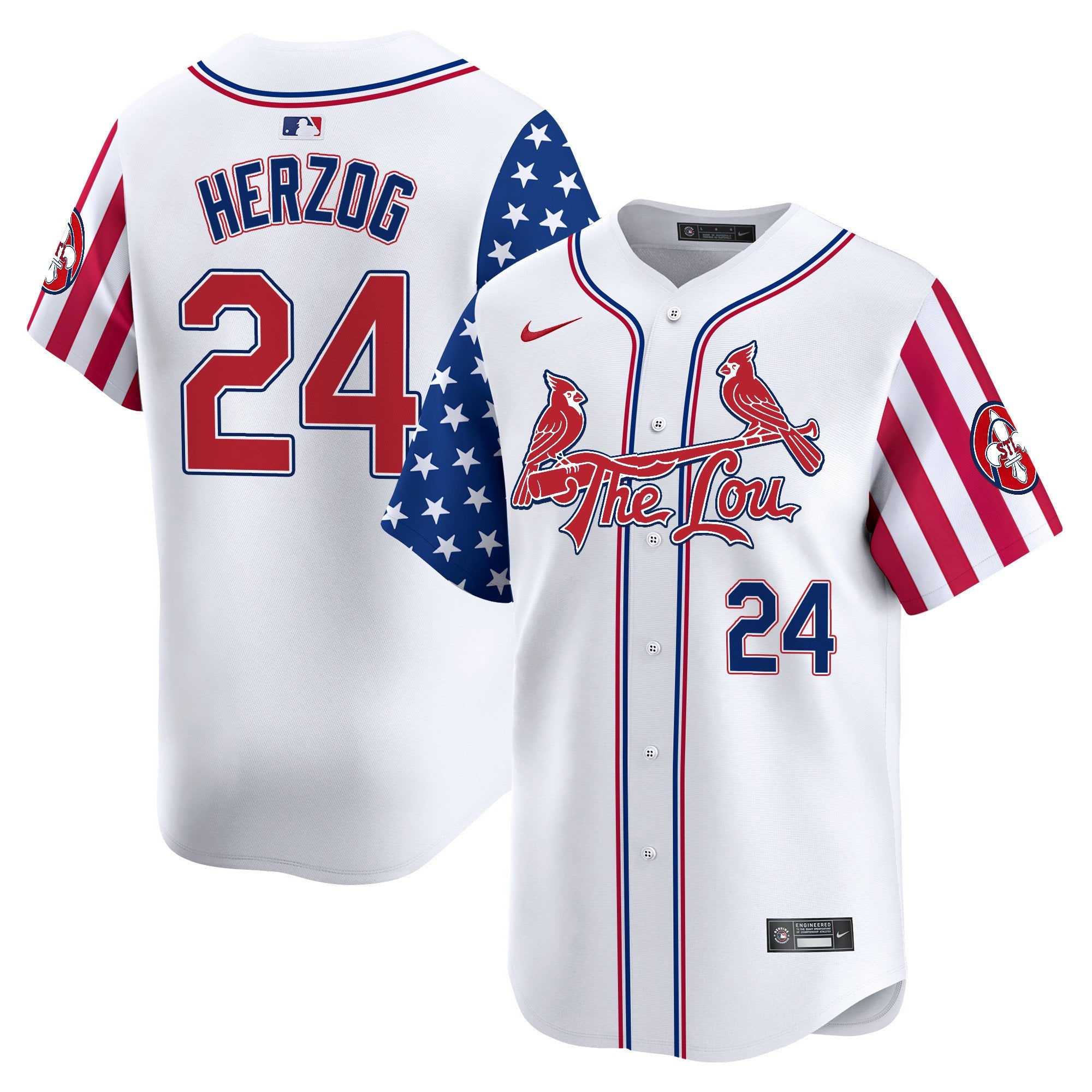 Men's St. Louis Cardinals 2024 Independence Day Vapor Premier Limited Jersey - All Stitched - White, Whitey Herzog