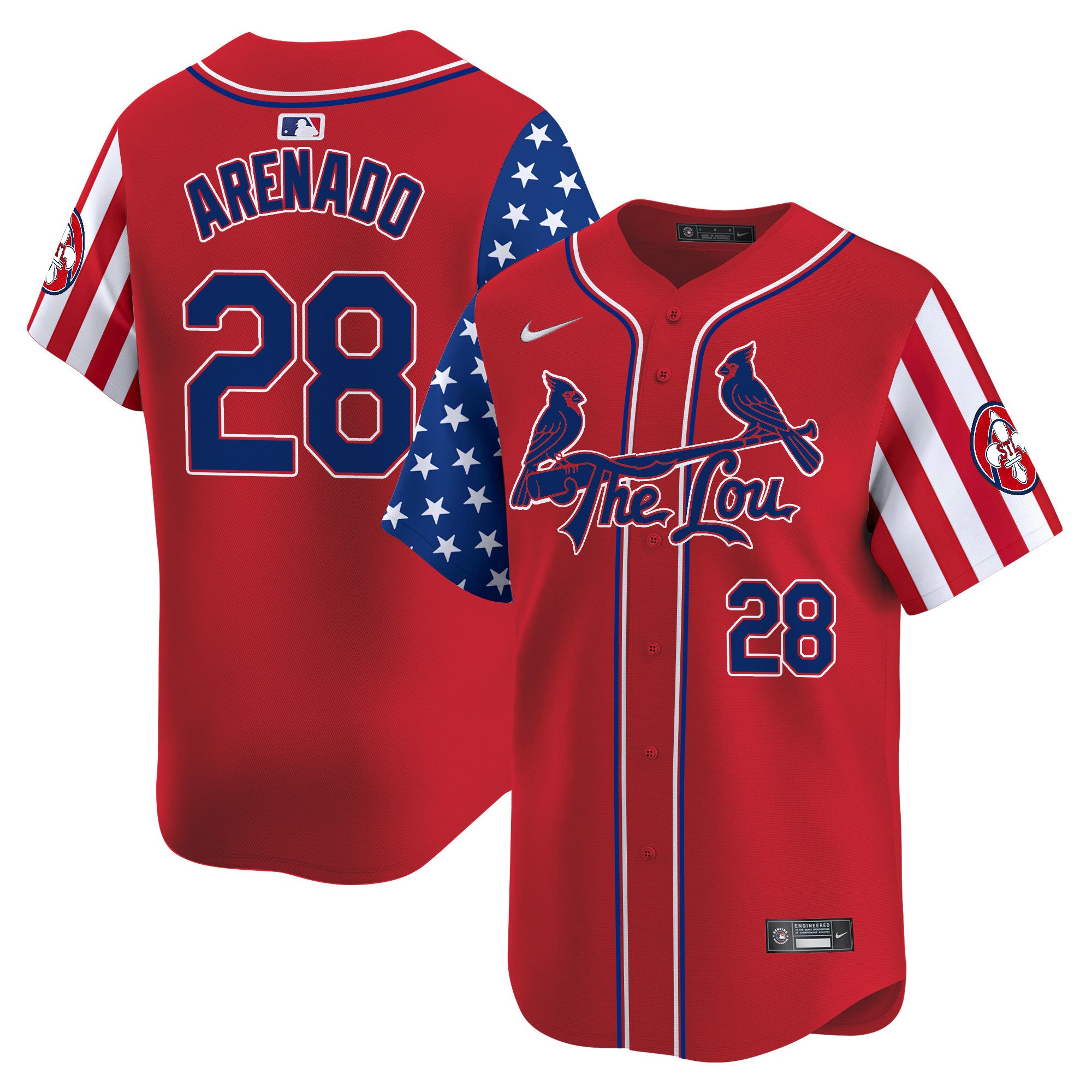 Men's St. Louis Cardinals 2024 Independence Day Vapor Premier Limited Jersey - All Stitched - Red, Nolan Arenado