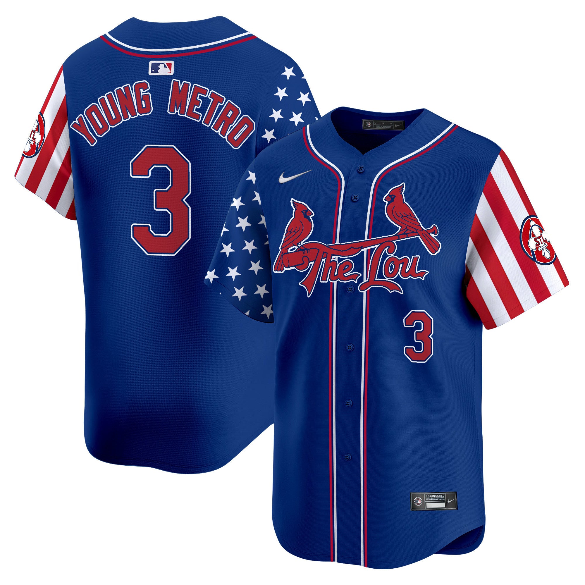 Men's St. Louis Cardinals 2024 Independence Day Vapor Premier Limited Jersey - All Stitched - Royal, Metro Boomin
