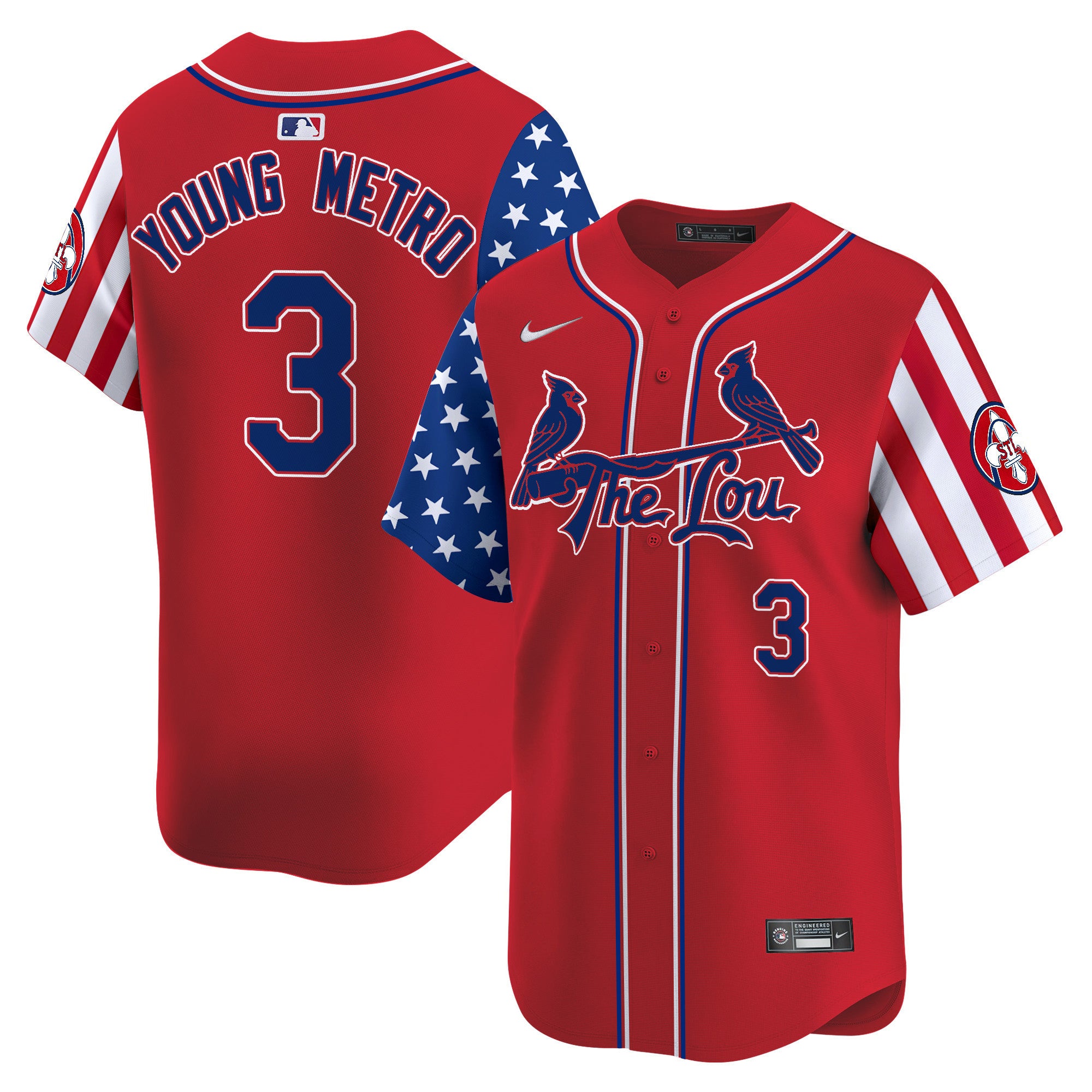 Men's St. Louis Cardinals 2024 Independence Day Vapor Premier Limited Jersey - All Stitched - Red, Metro Boomin