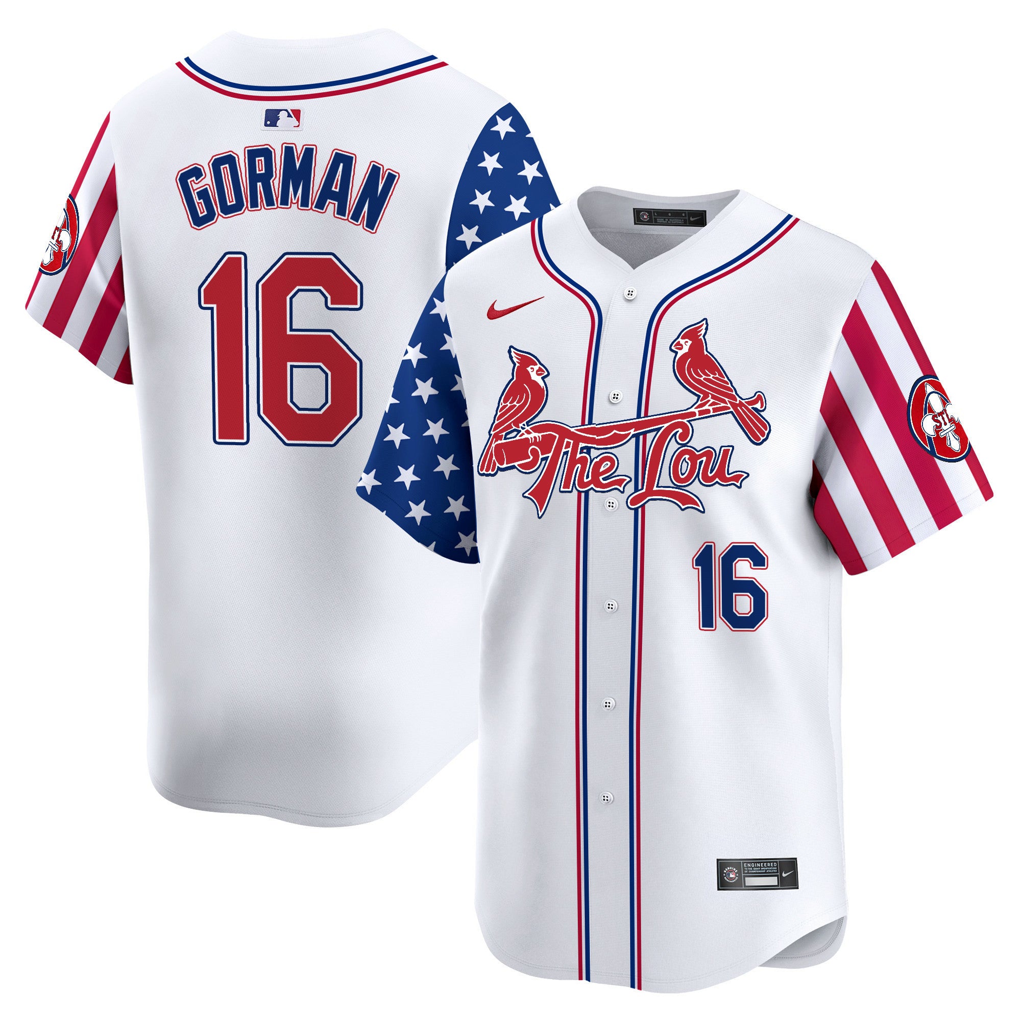 Men's St. Louis Cardinals 2024 Independence Day Vapor Premier Limited Jersey - All Stitched - White, Nolan Gorman