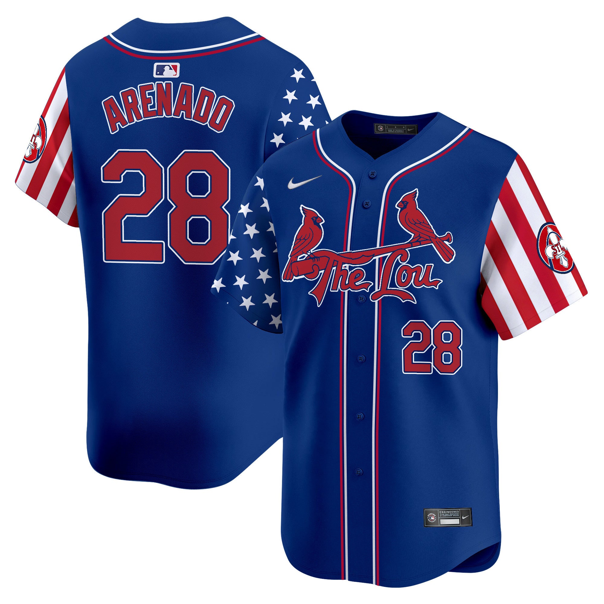 Men's St. Louis Cardinals 2024 Independence Day Vapor Premier Limited Jersey - All Stitched - Royal, Nolan Arenado