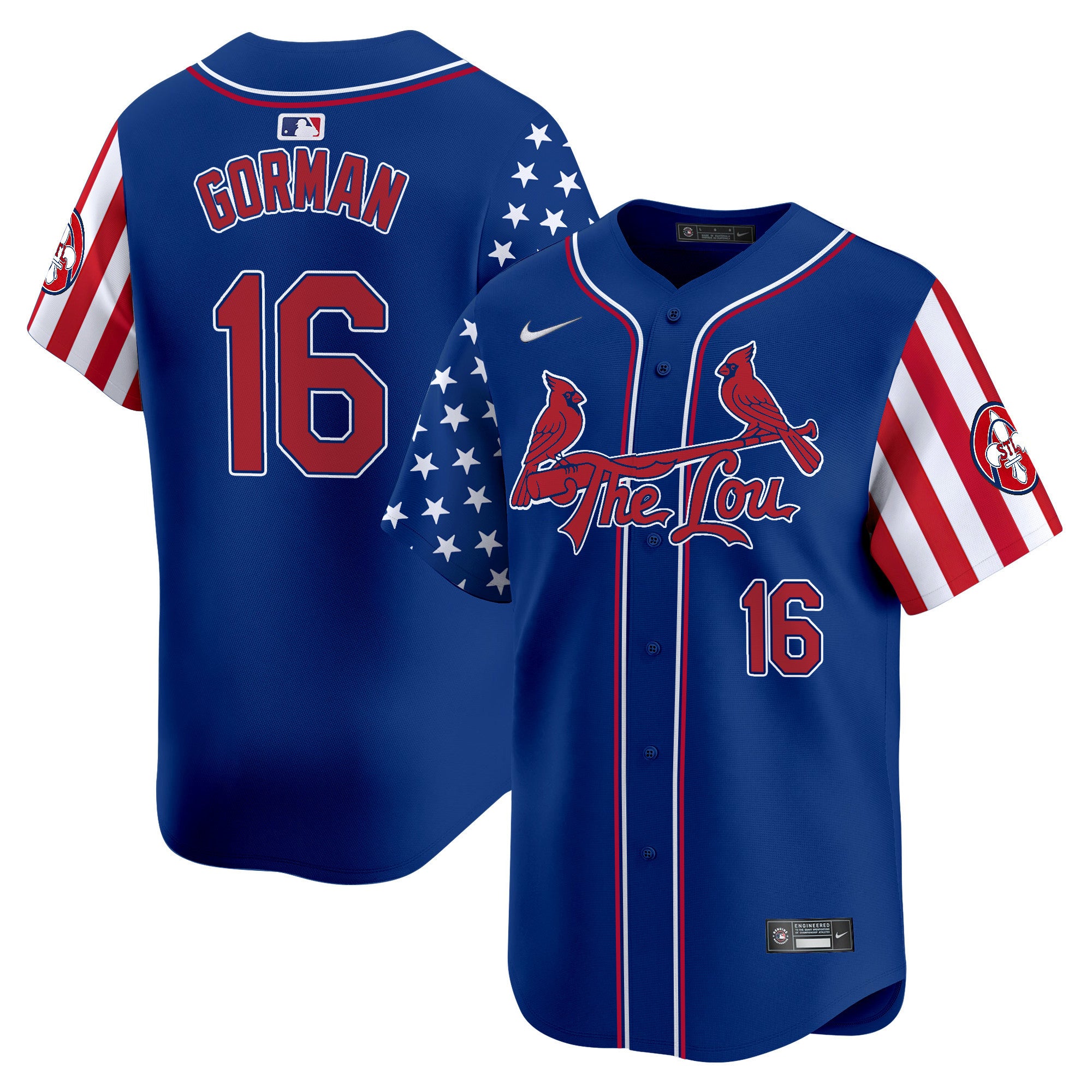 Men's St. Louis Cardinals 2024 Independence Day Vapor Premier Limited Jersey - All Stitched - Royal, Nolan Gorman