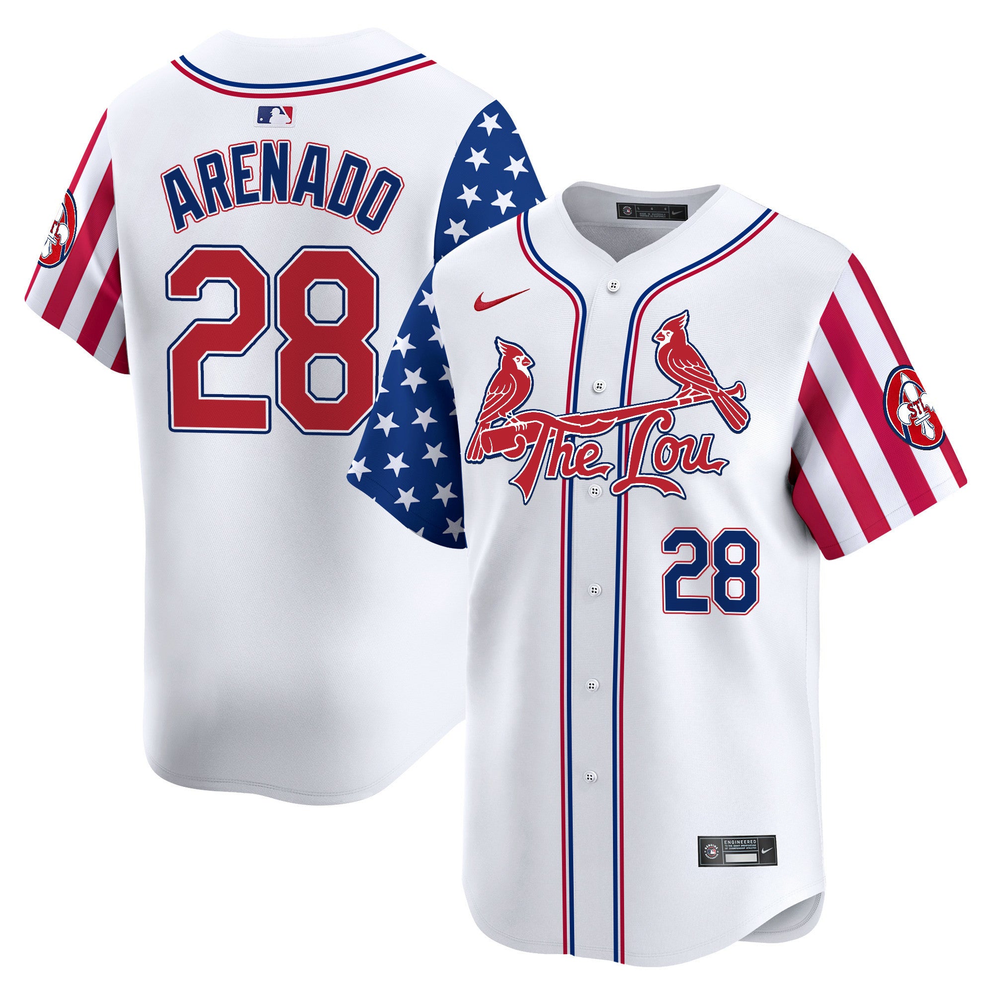 Men's St. Louis Cardinals 2024 Independence Day Vapor Premier Limited Jersey - All Stitched - White, Nolan Arenado