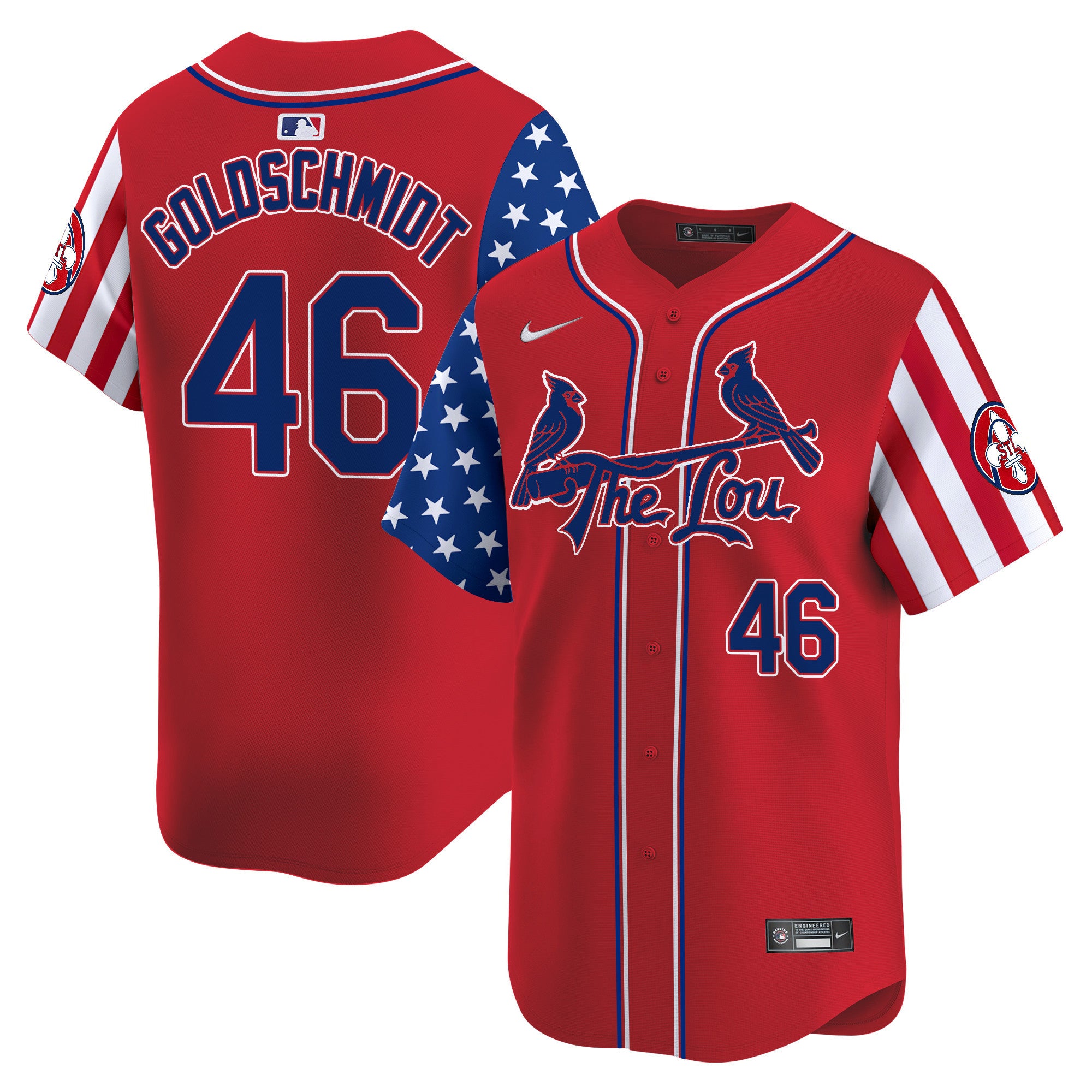Men's St. Louis Cardinals 2024 Independence Day Vapor Premier Limited Jersey - All Stitched - Red, Paul Goldschmidt
