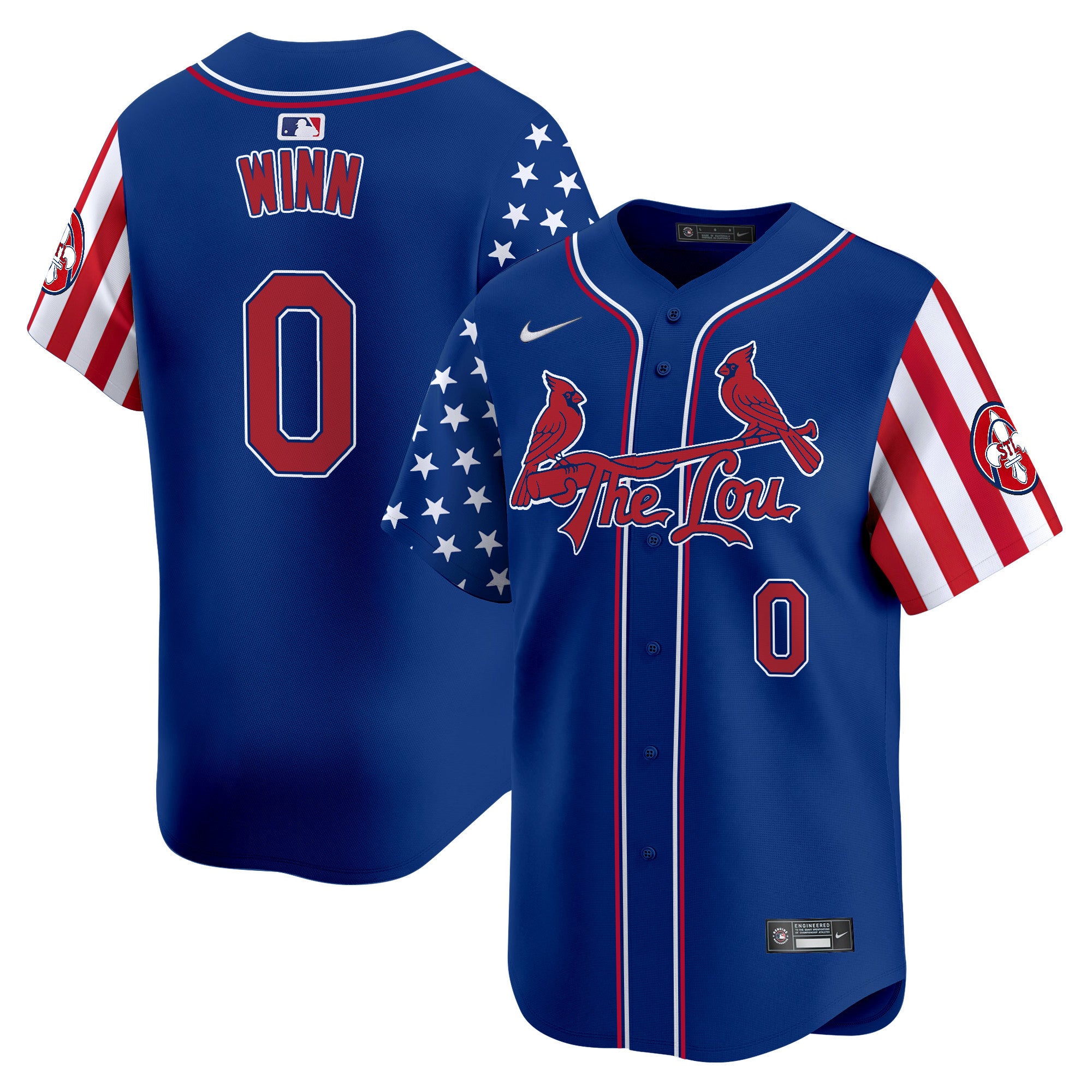 Men's St. Louis Cardinals 2024 Independence Day Vapor Premier Limited Jersey - All Stitched - Royal, Masyn Winn