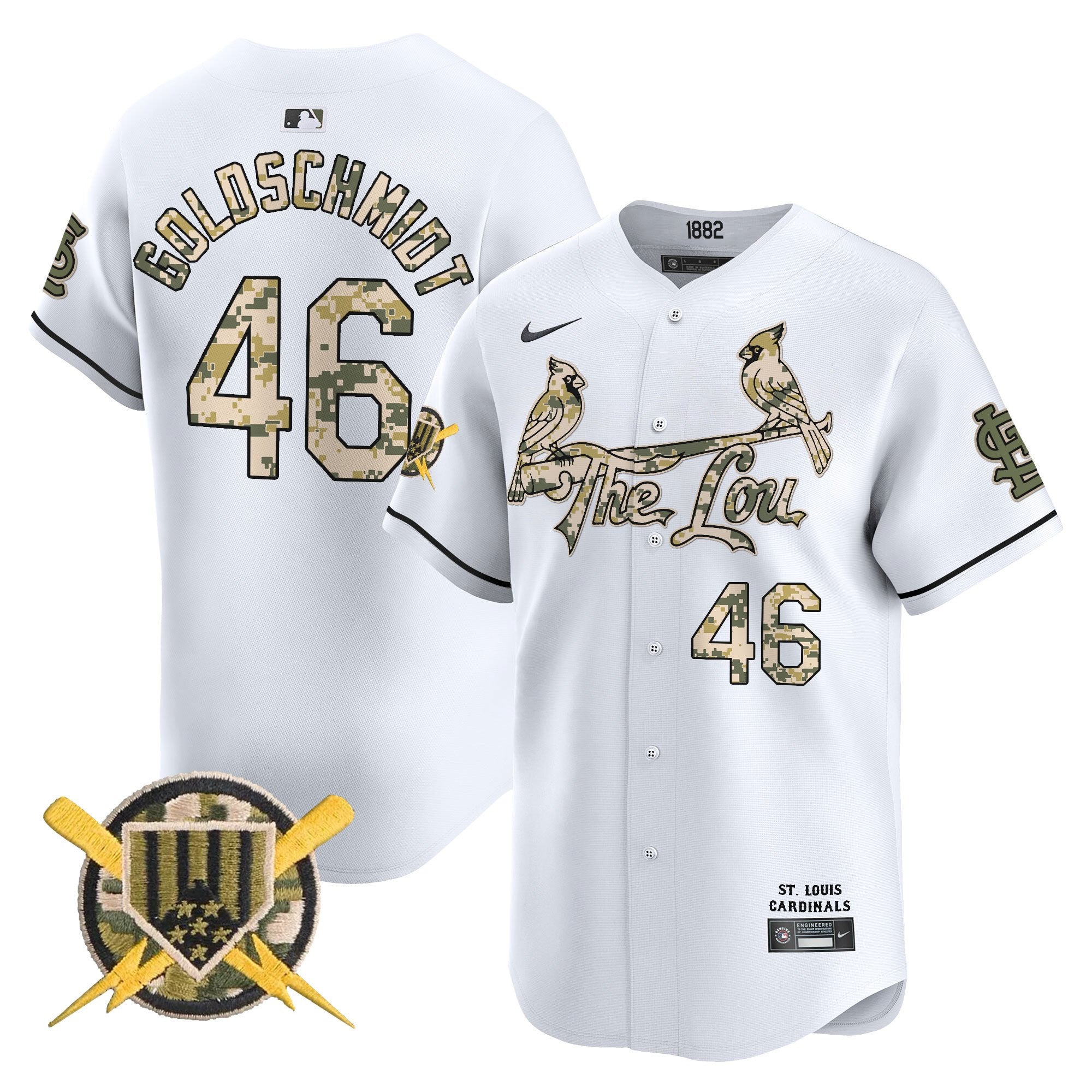 Men's St. Louis Cardinals Armed Forces Day Vapor Premier Limited Jersey - All Stitched - White, Paul Goldschmidt