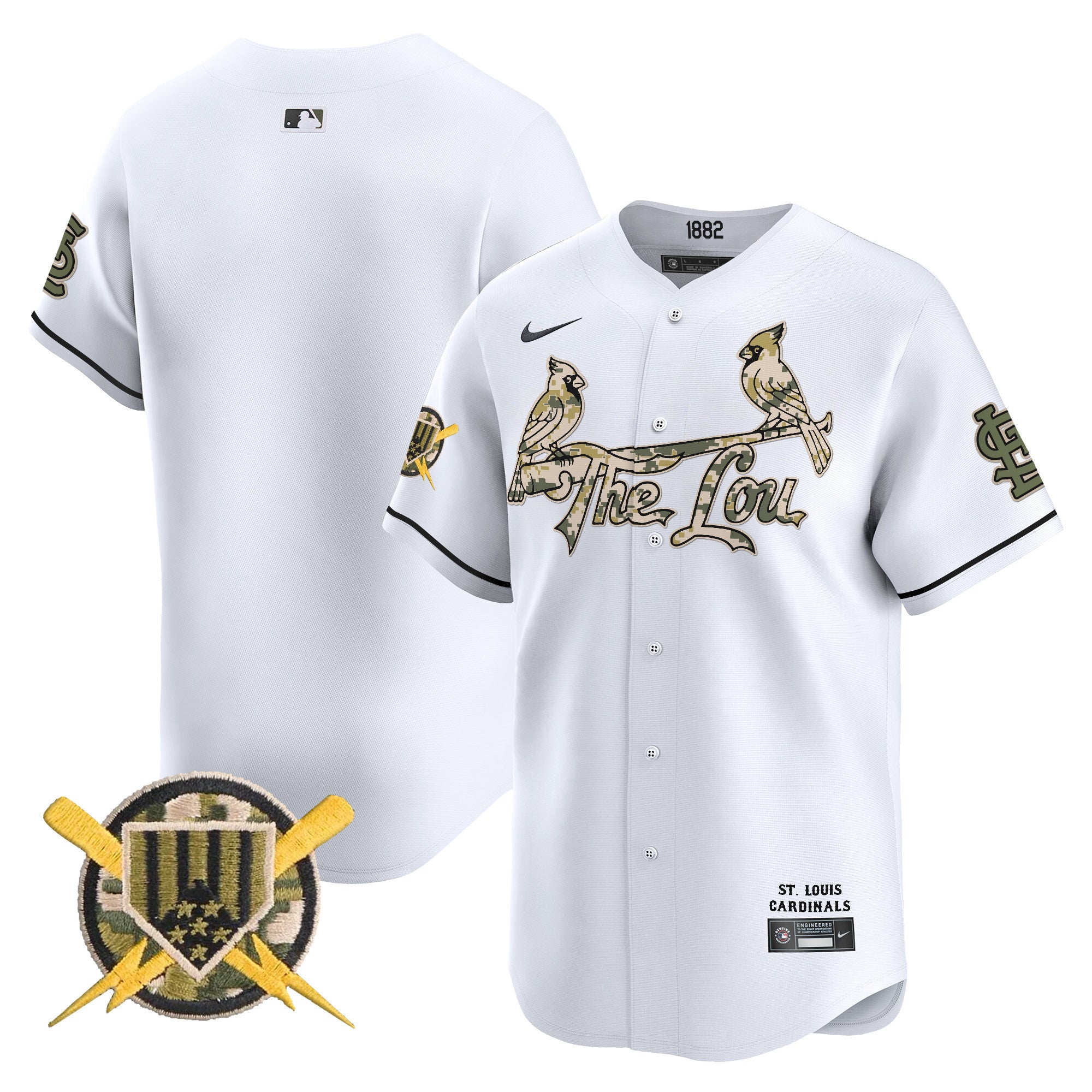 Men's St. Louis Cardinals Armed Forces Day Vapor Premier Limited Jersey - All Stitched - White, Team