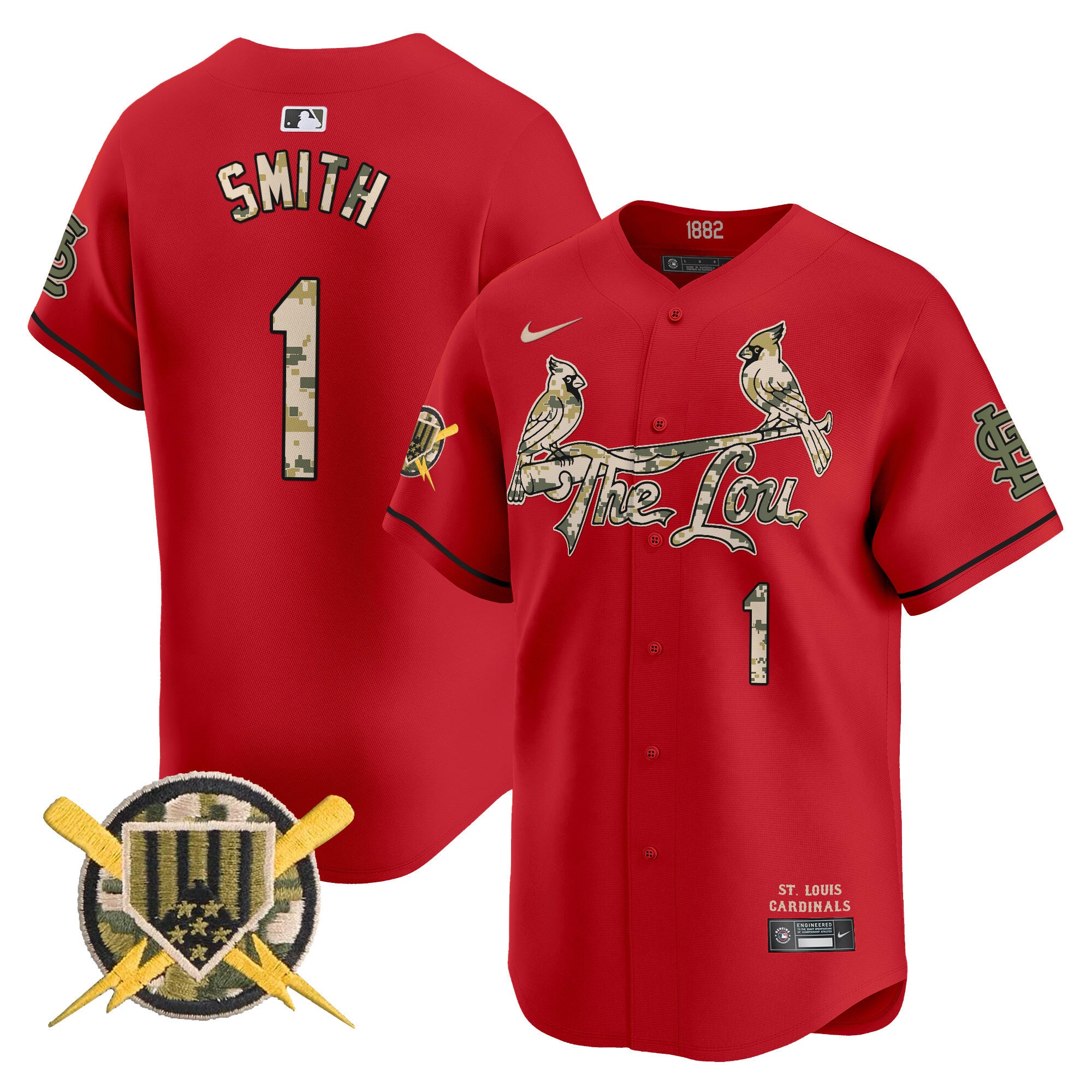 Men's St. Louis Cardinals Armed Forces Day Vapor Premier Limited Jersey - All Stitched - Red, Ozzie Smith