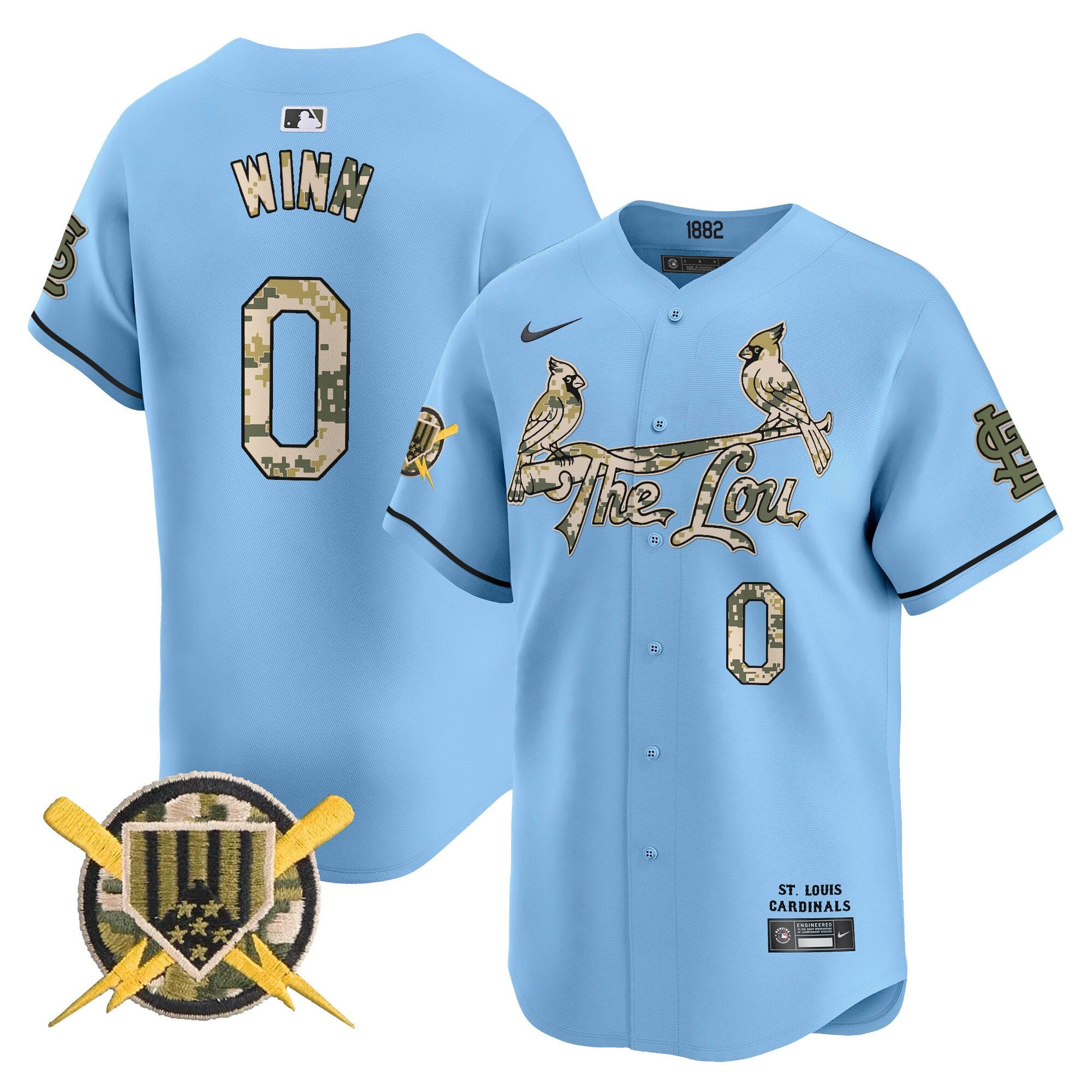 Men's St. Louis Cardinals Armed Forces Day Vapor Premier Limited Jersey - All Stitched - Light Blue, Masyn Winn