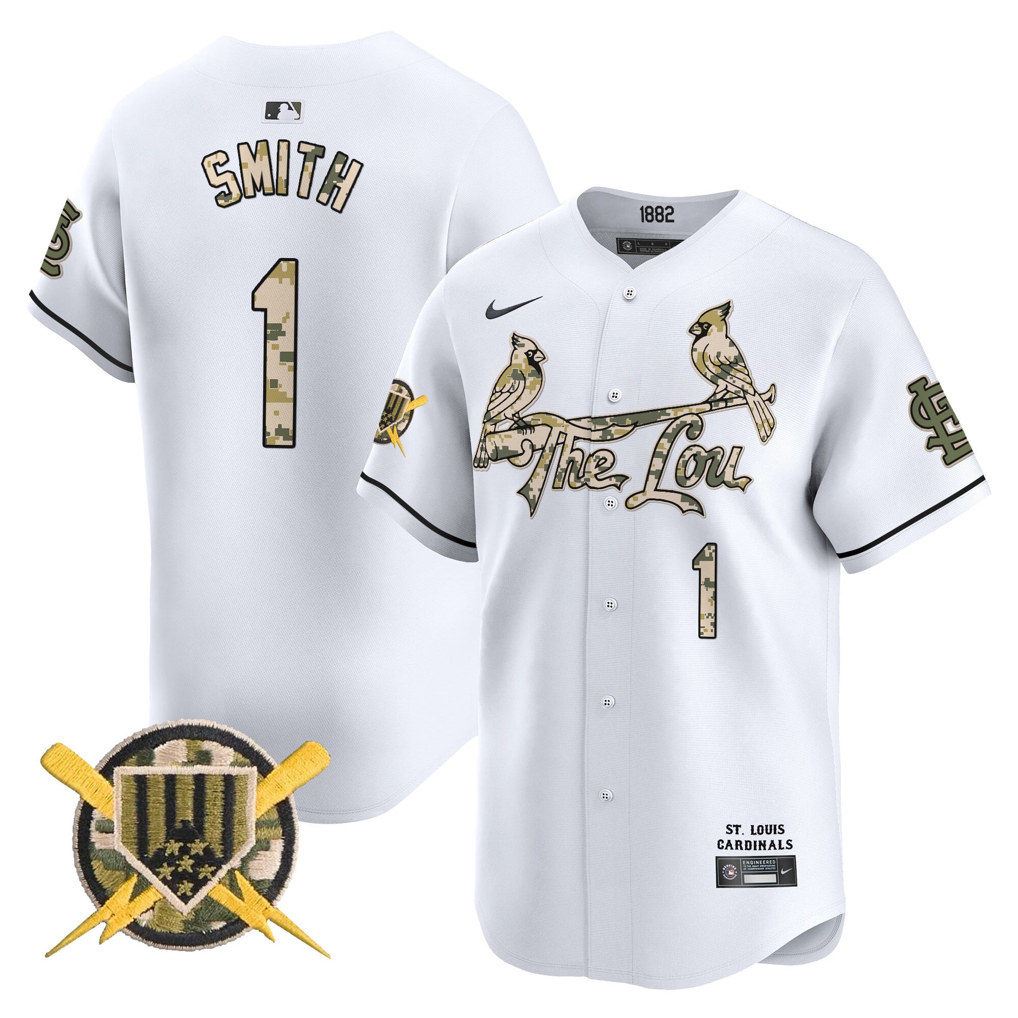 Men's St. Louis Cardinals Armed Forces Day Vapor Premier Limited Jersey - All Stitched - White, Ozzie Smith