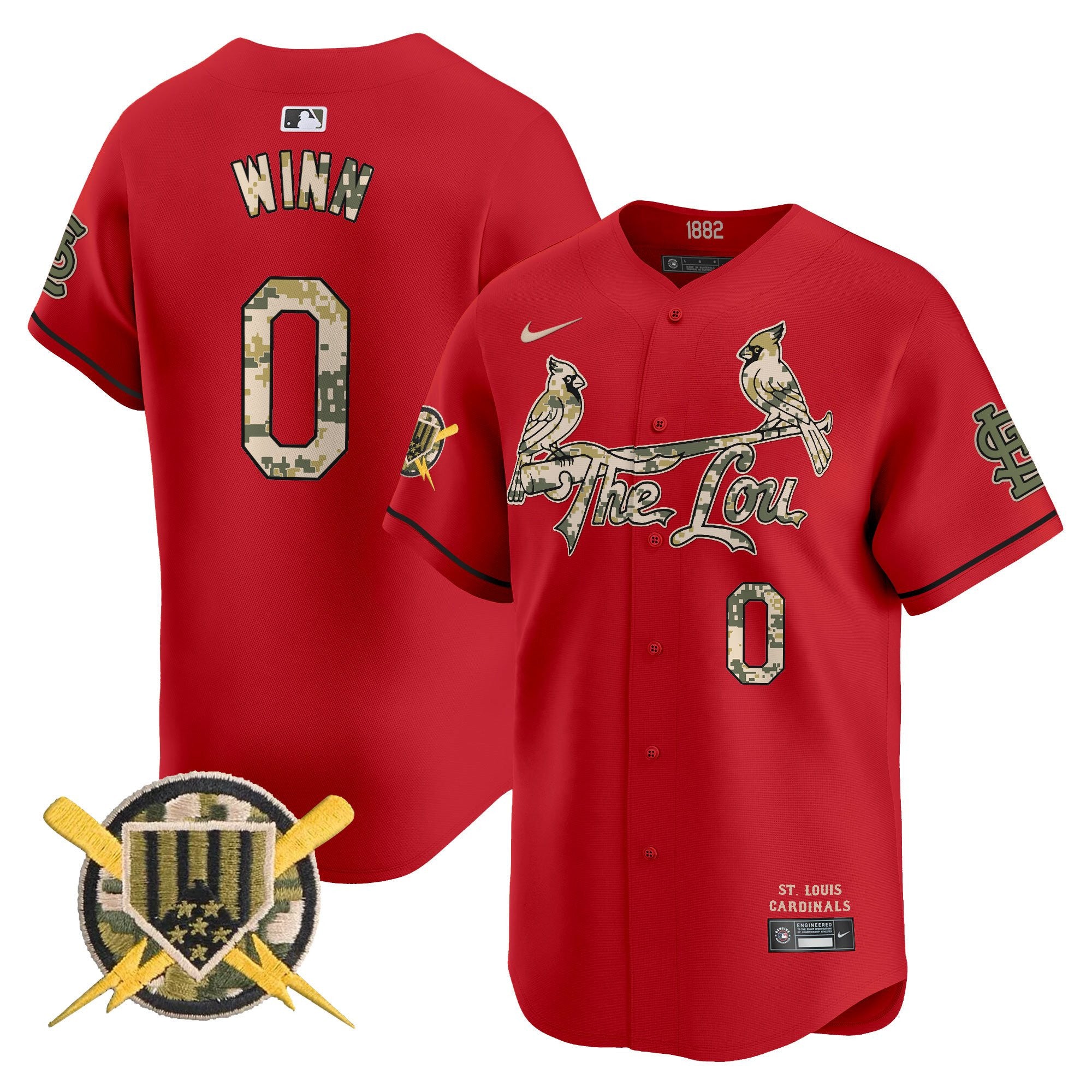 Men's St. Louis Cardinals Armed Forces Day Vapor Premier Limited Jersey - All Stitched - Red, Masyn Winn