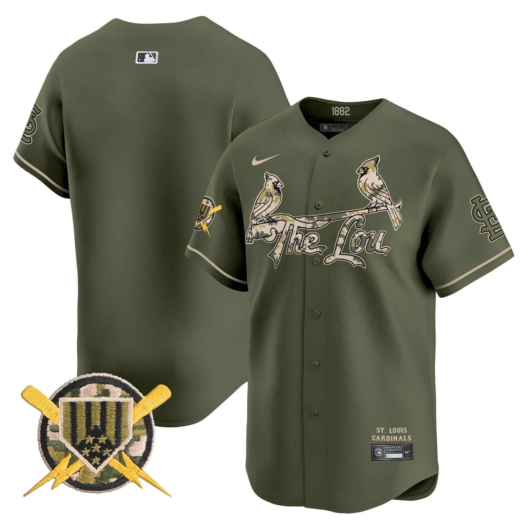 Men's St. Louis Cardinals Armed Forces Day Vapor Premier Limited Jersey - All Stitched - Green, Team